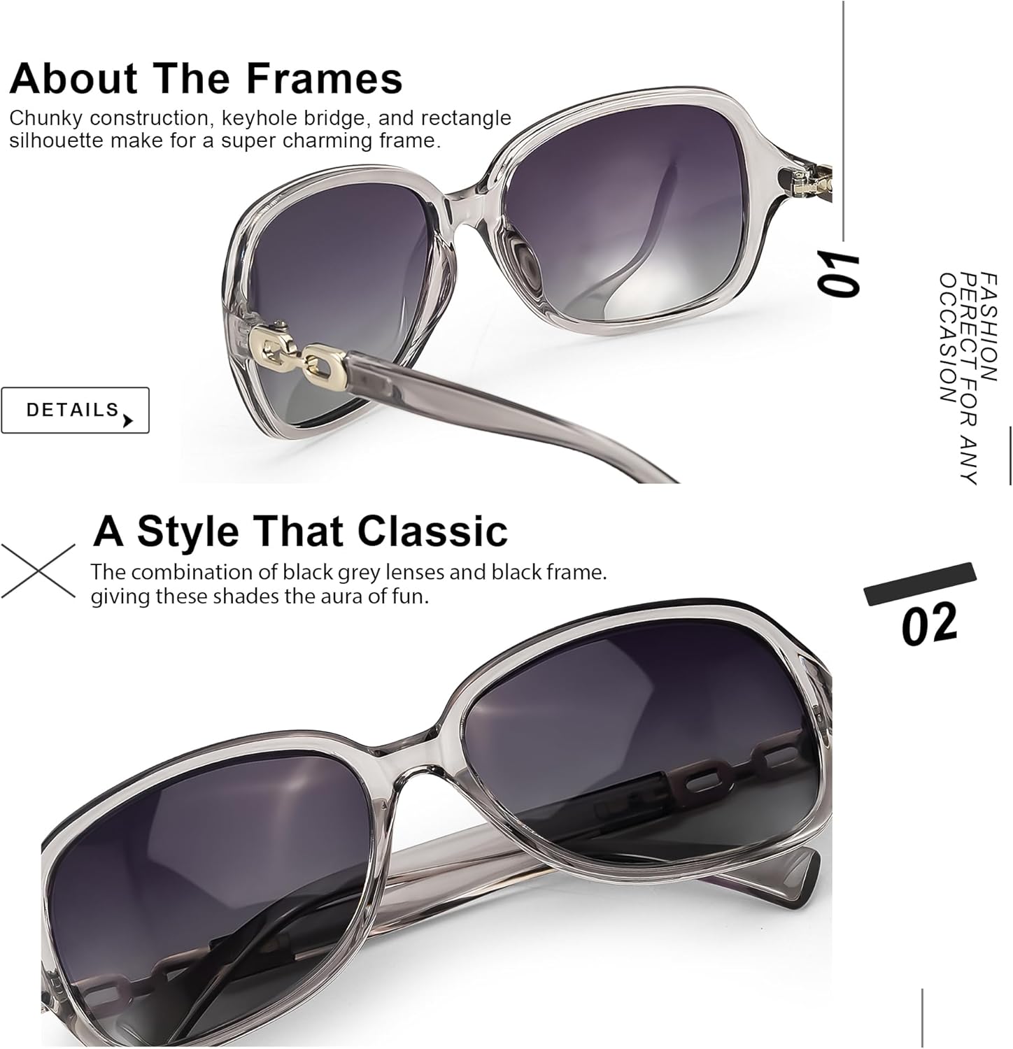 SIPHEW Women's Polarized Sunglasses - Wrap Around Stylish Square Oversized Frame w UV Protection Sun Glasses for Women - Image 5