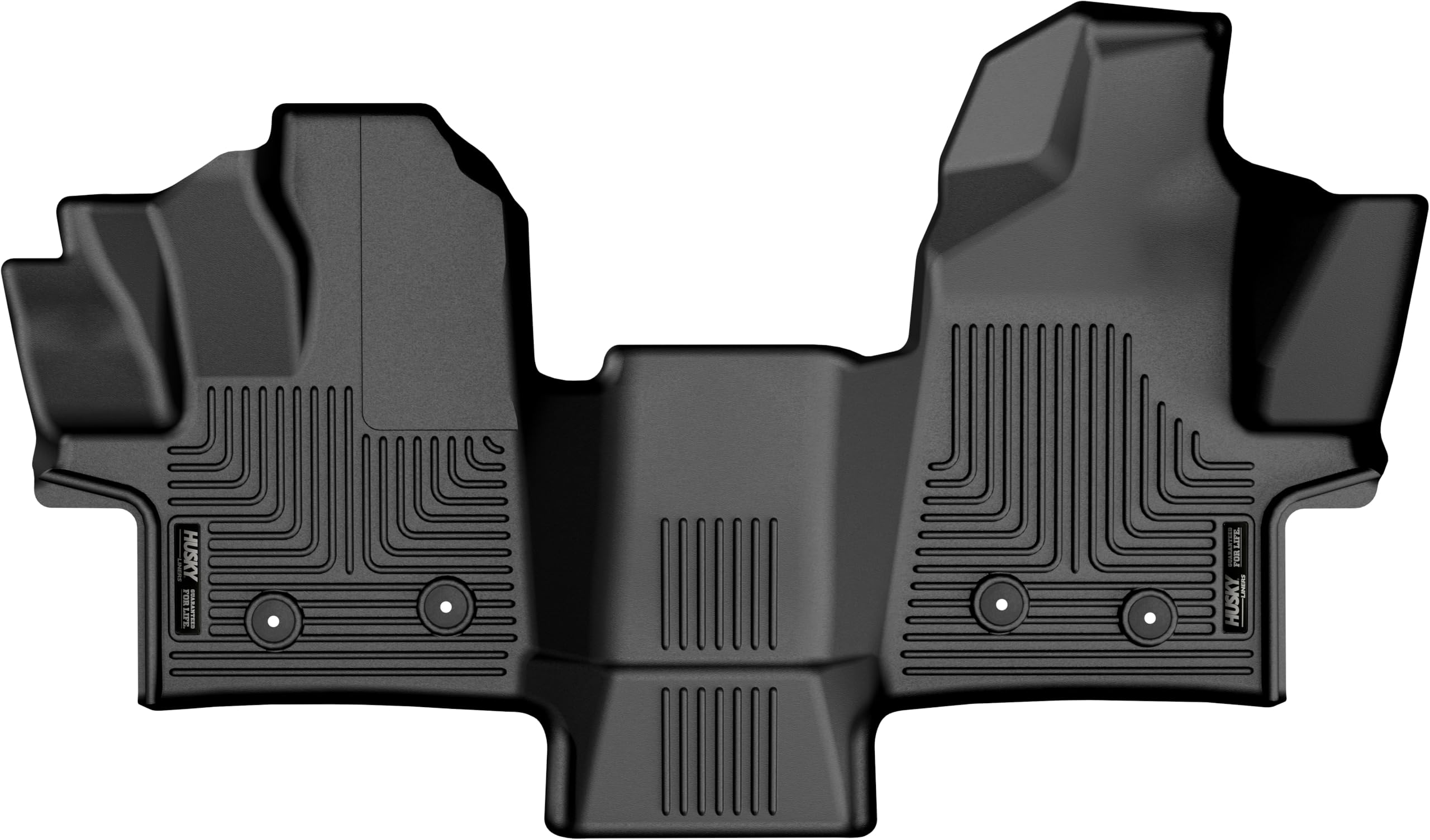 Husky LinersWeatherbeater Floor Mats | Fits 2022-2024 Ford Transit (All Models w/Vinyl Floors) Full Coverage | Front Row, 1-pc Black - 18781