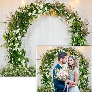 10x8ft White Green Bridal Shower Backdrop for Pictures Wedding Backdrops for Reception Floral Flowers Photo Backdrop Engagement Party Backdrop Proposal Background Decorations