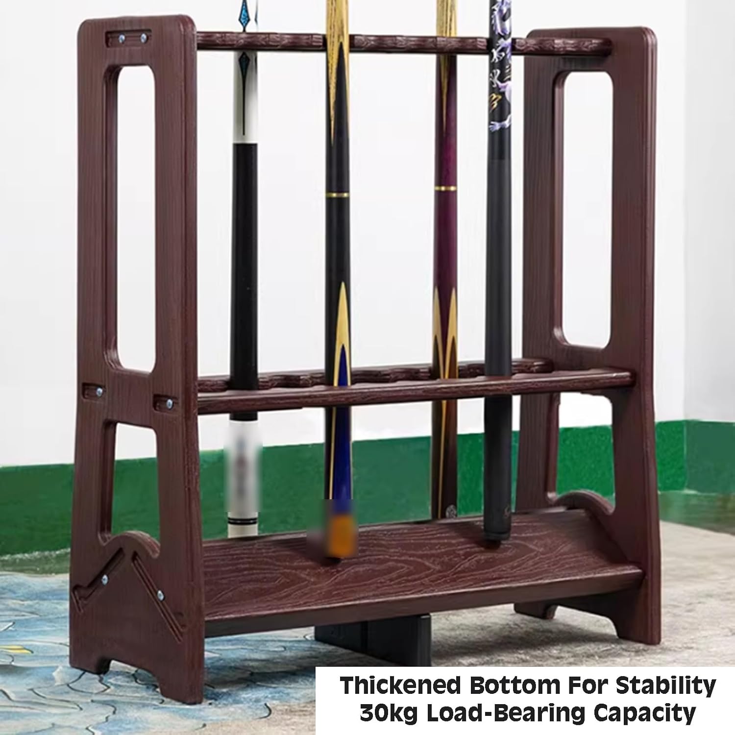 Billiards Pool Stick Holder, Cue Rack Floor Stand,Plastic Table Accessories Hold 20 Cues,30kg Load Capacity for Game Room Man Cave Bar