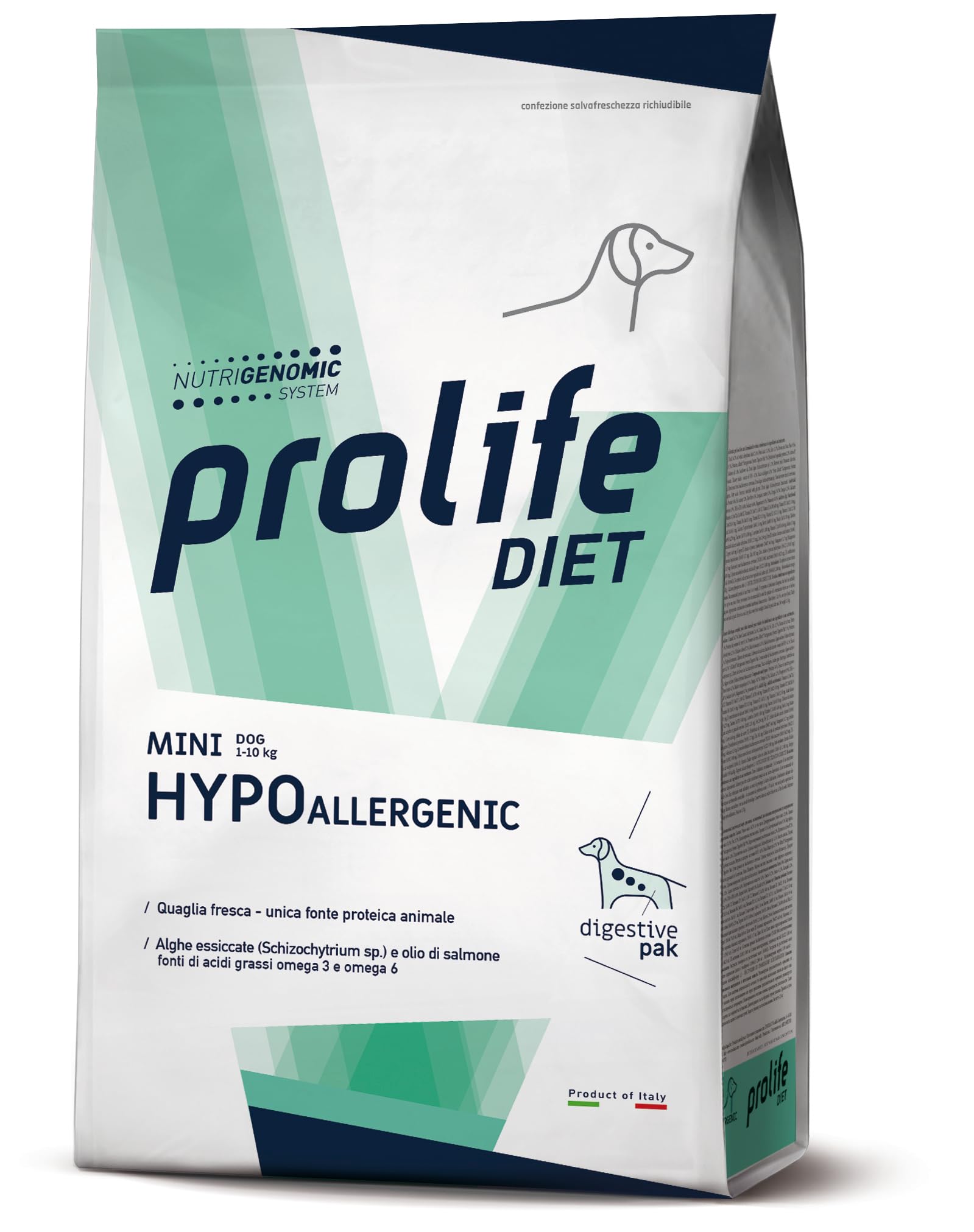 PRO-LIFE Cane Hypoallergenic Mini | alimento secco completo dietetico per il cane adulto di taglia piccola, formulato per la riduzione di intolleranze, 1 confezione da 1,5kg.