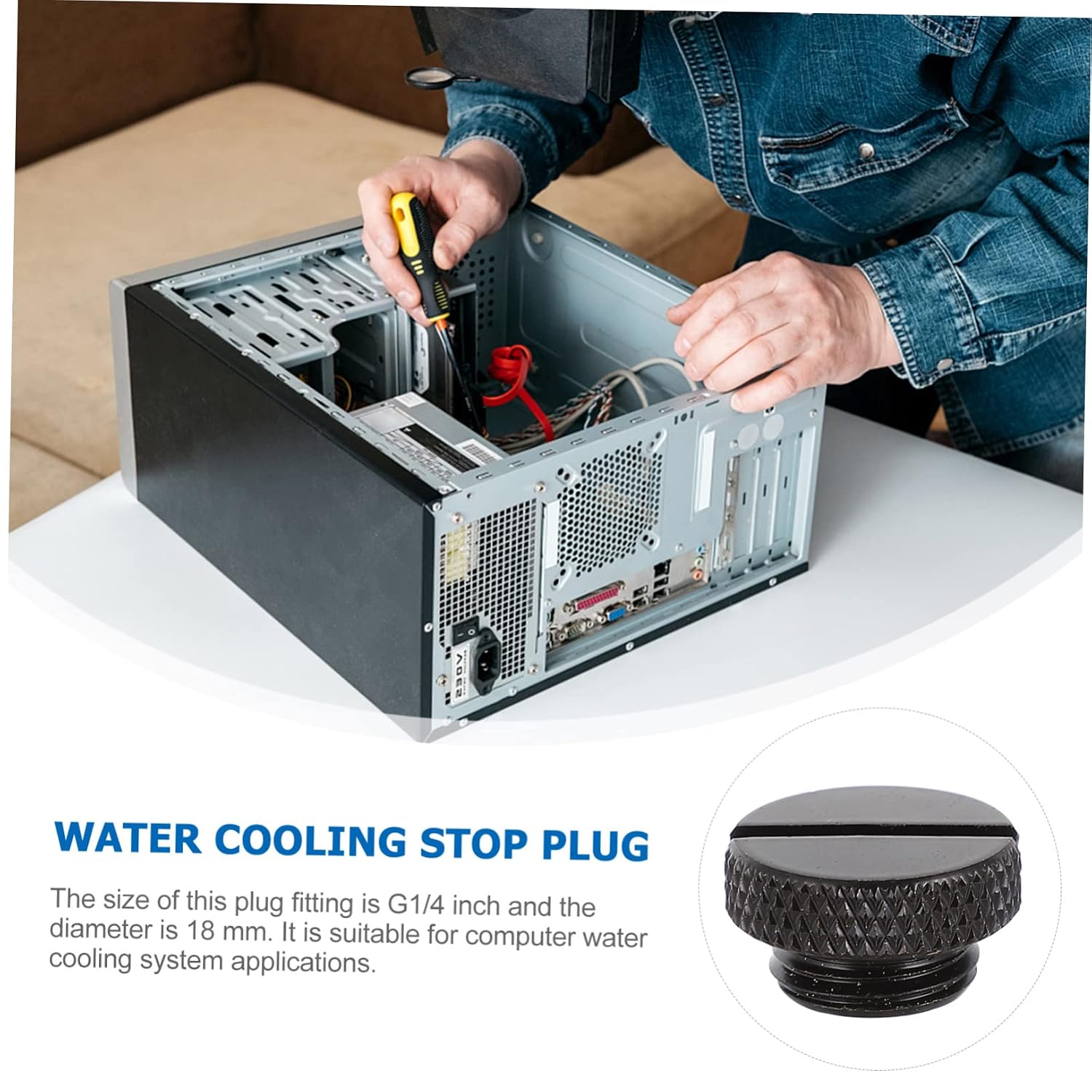 Gatuida 18pcs Water Stopper Fitting for Computer Liquid Cooling Systems Easy Hand Tightening Installation Design -Skid Performance