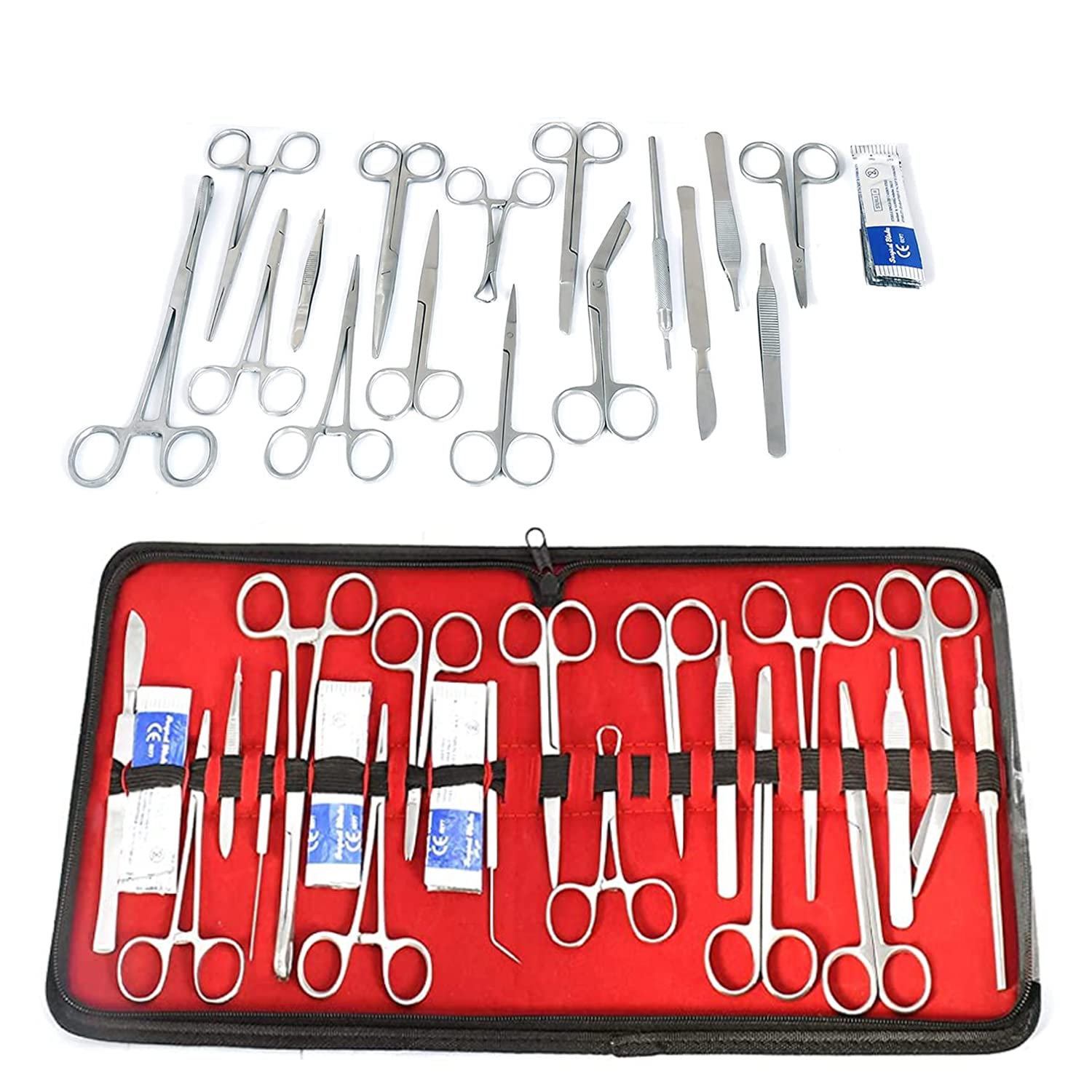 WellnessD'Light - O.R Premium Grade Biology LAB Anatomy Student Dissecting Dissection Kit 48 PCS with Scalpel Blade & Zipper Carrying Case Stainless Steel by WDL