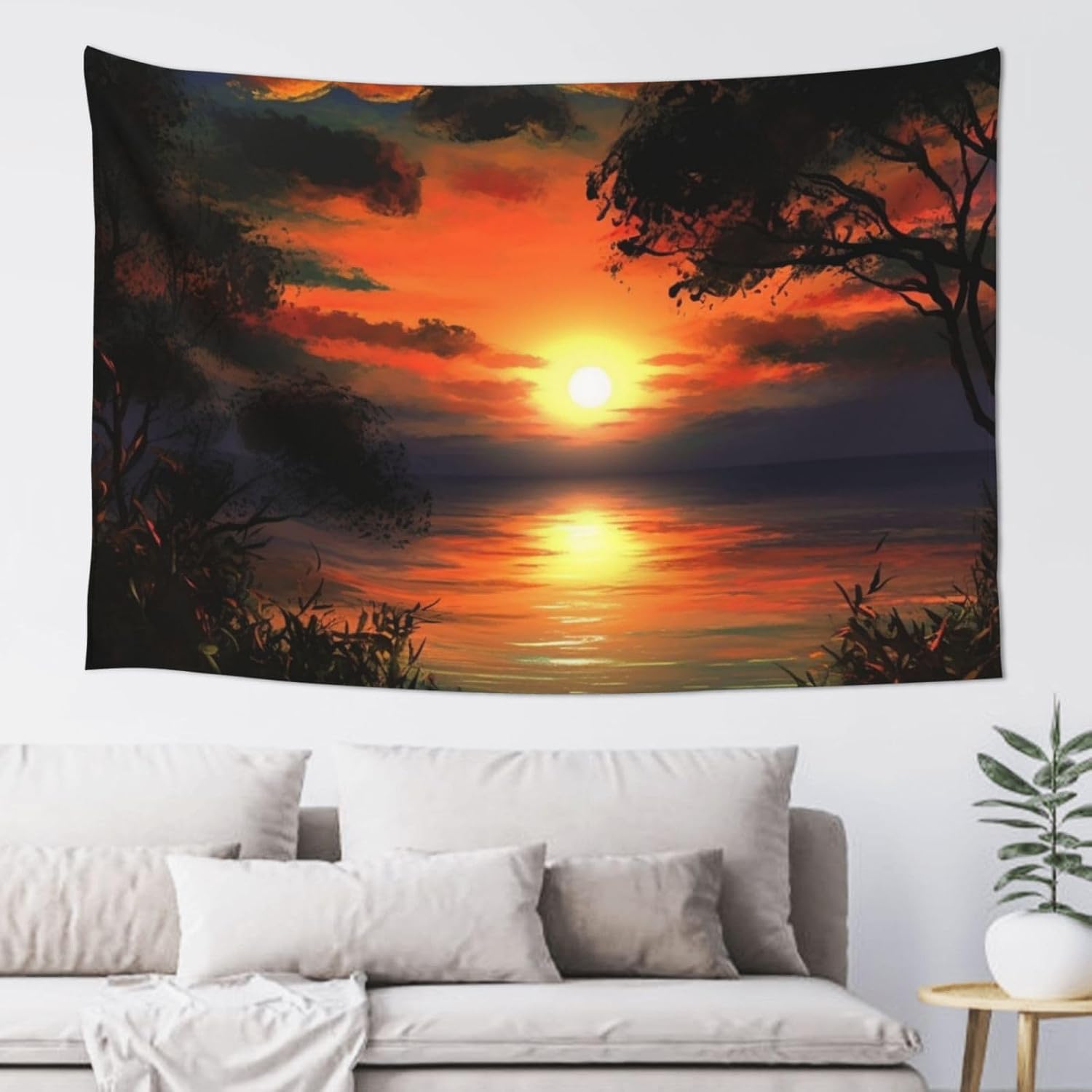 GFLFMXZW Wall Tapestry Sunset Painting Printed Tapestry Wall Hanging Aesthetic Tapestry Wall Decor Wall Hanging for Bedroom for Living Room Dorm Decor 60 x 40 in