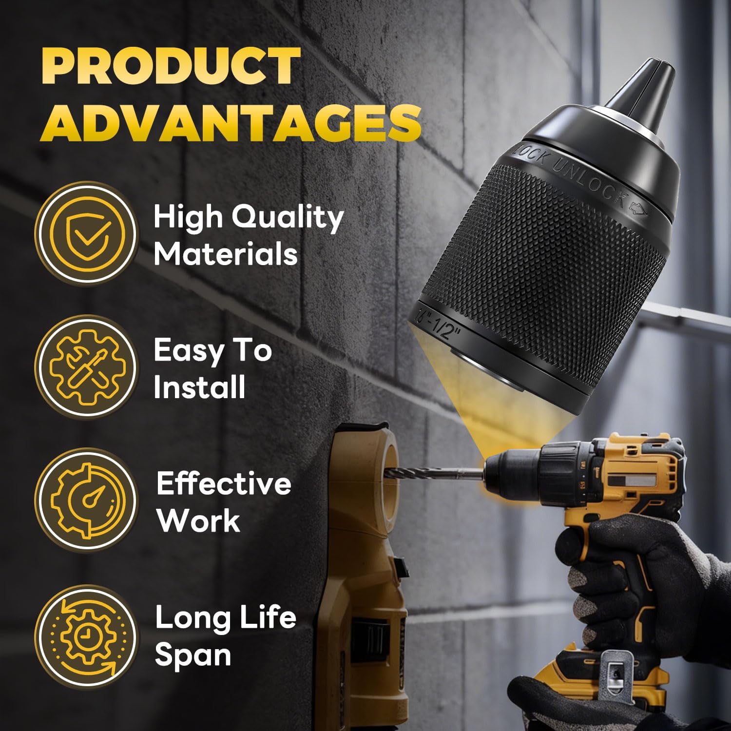 NA260834 Keyless Drill Chuck Compatible with DeWalt DCD998B DCD998W1 DCD999B DCD999T1