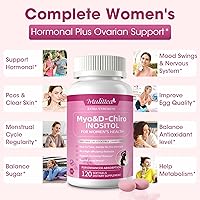 Vista 3 de Mulittea Suplemento liposomal de mio-inositol y D-Chiro inositol para mujeres, proporción 40:1 más omega-3, equilibrio hormonal, apoyo ovárico