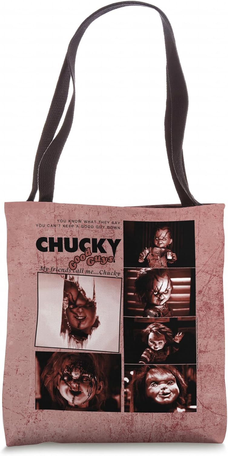 Chucky Blood Red Frames Creepy Doll Close Up Collage Tote Bag