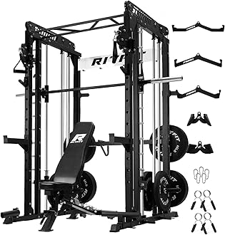 - M1 Pro Smith Machine with Cable Crossover System, Multi-Function Squat Rack Power Cage for Home Gym, Power Rack and Packages