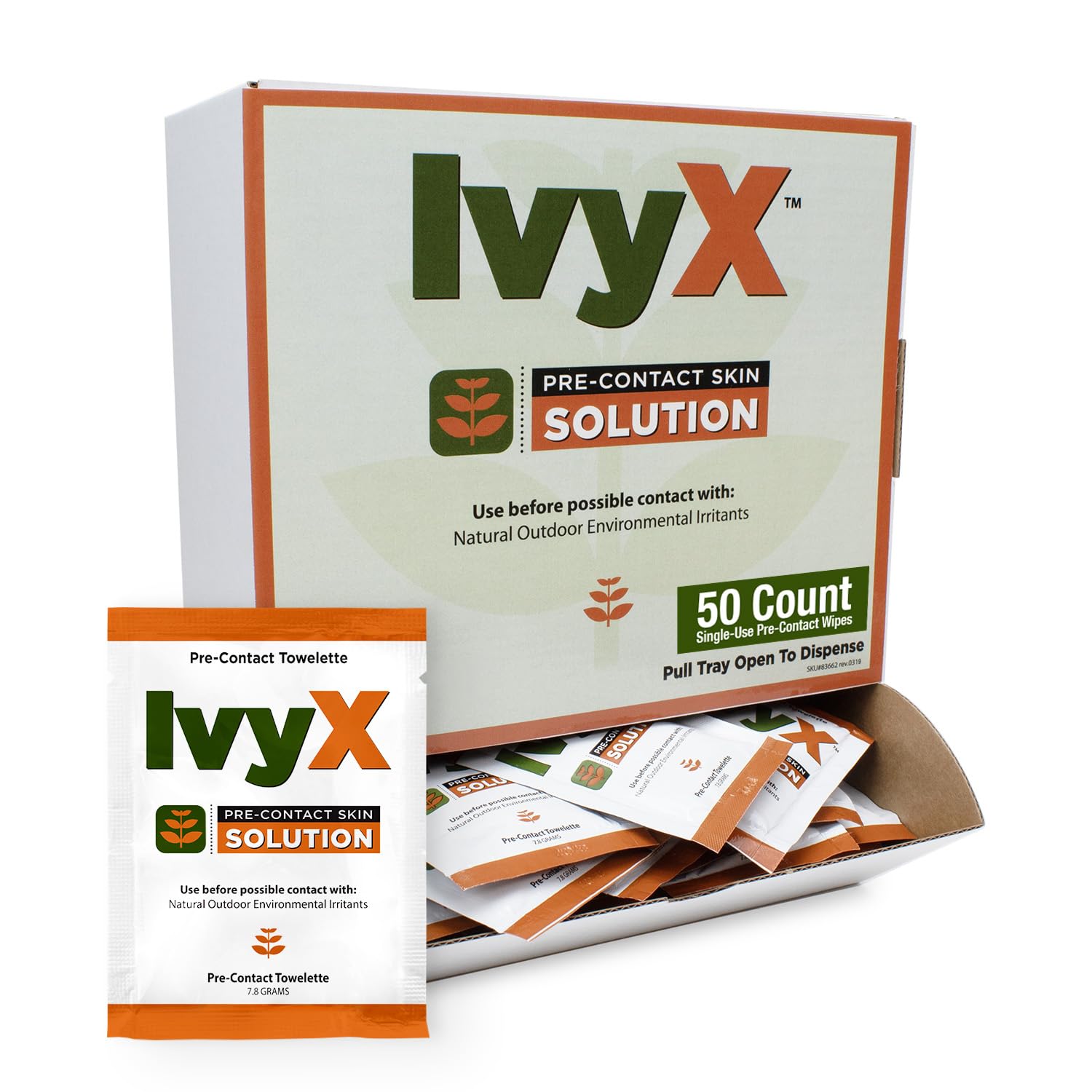 CoreTex Ivy X Pre-Contact Poison Ivy Wipes - Pack of 50 Single-Use Barrier Wipes to Help Prevent Itchy Rashes - Also Works on Poison Oak & Sumac Oils - Quick Dry & Chalk-Free Formula