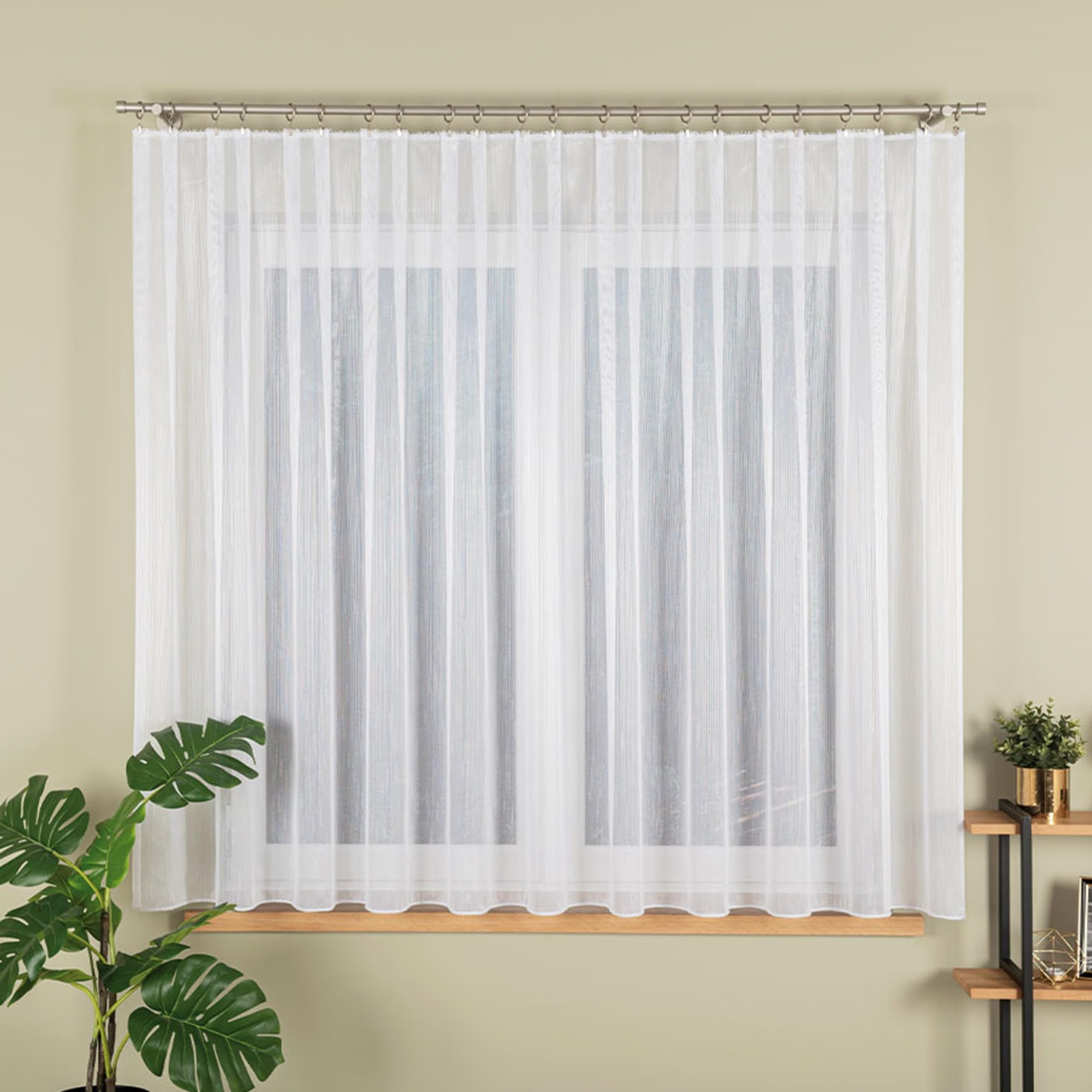 Weiß 500x160 cm (BxH) Jacquard Kurz Vorhänge mit Kräuselband Transparent Küchengardinen Wohnzimmer Gardinenschals Schlafzimmer