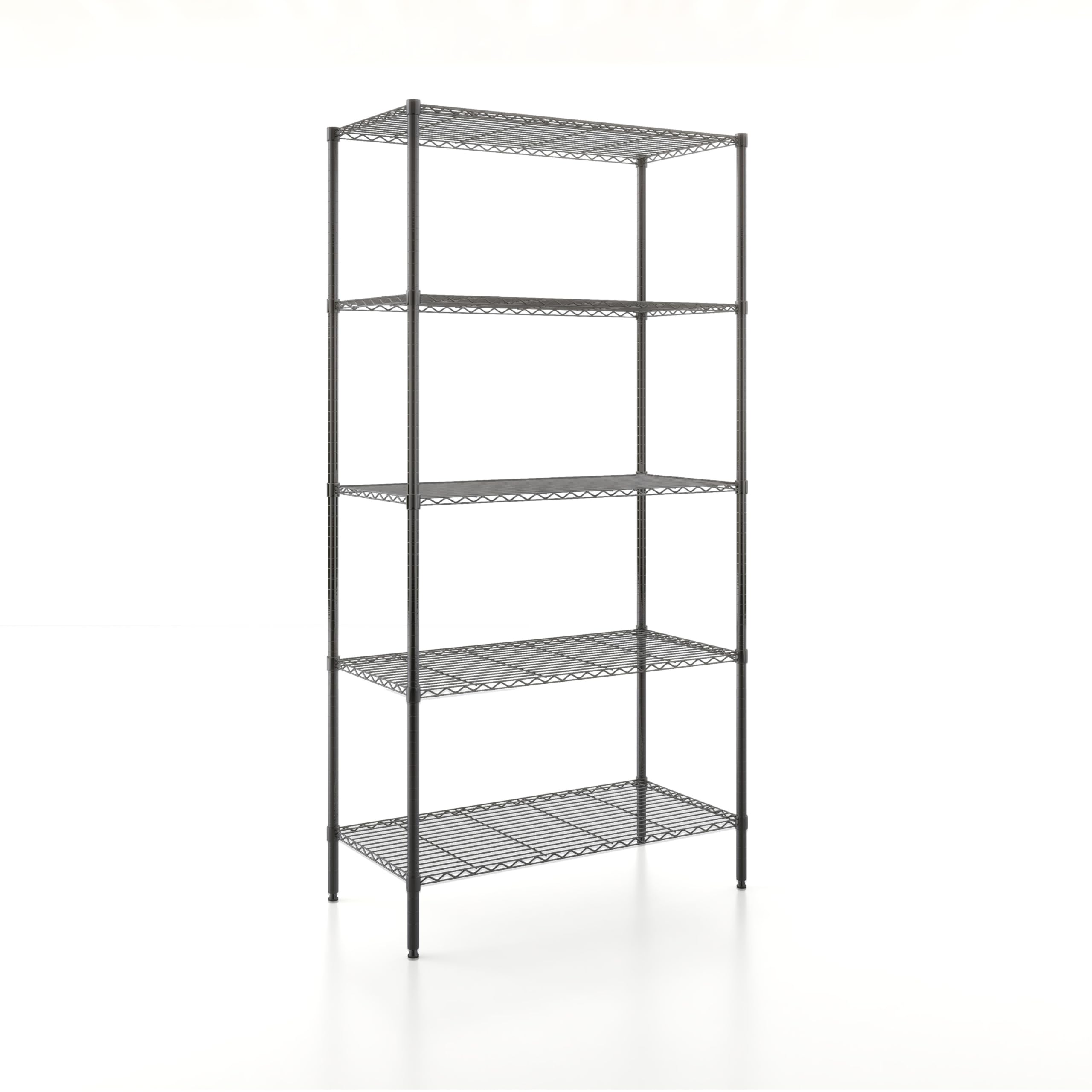 Furniture of America Upland Metallregal mit 5 Etagen, NSF-Zertifiziert, strapazierfähig, höhenverstellbar, Drahtregal für Küche, Büro, Garage, Keller, Waschküche, Schwarz