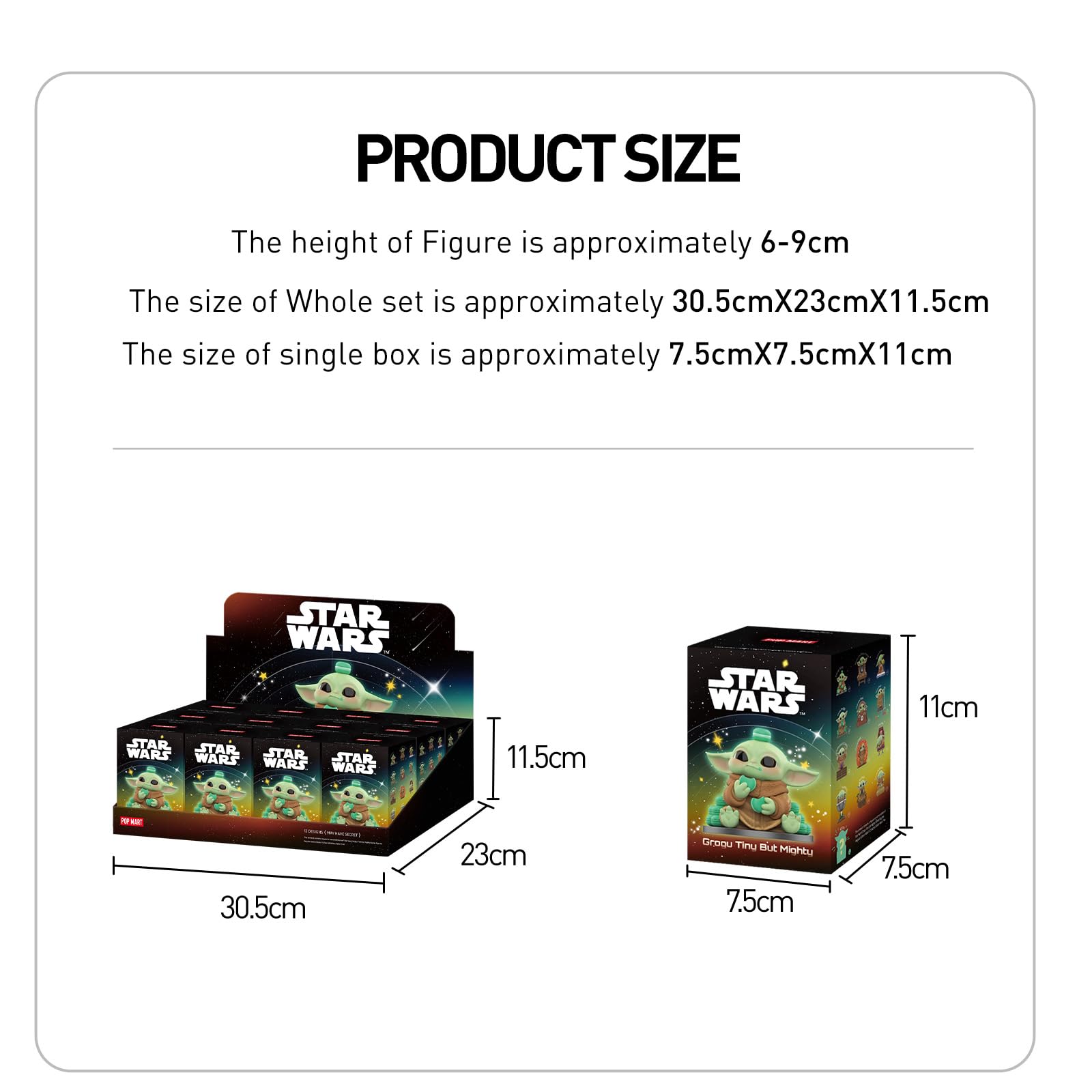 POP MART Star Wars Grogu Tiny But Mighty Series Figures, kolekcjonerskie na święta i urodziny dla dzieci i dorosłych – pojedyncze pudełko