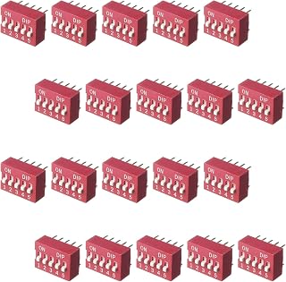 Fielect 20pcs Red DIP Switch Horizontal 1-5 Positions 2.54mm Pitch for Circuit Breadboards PCB