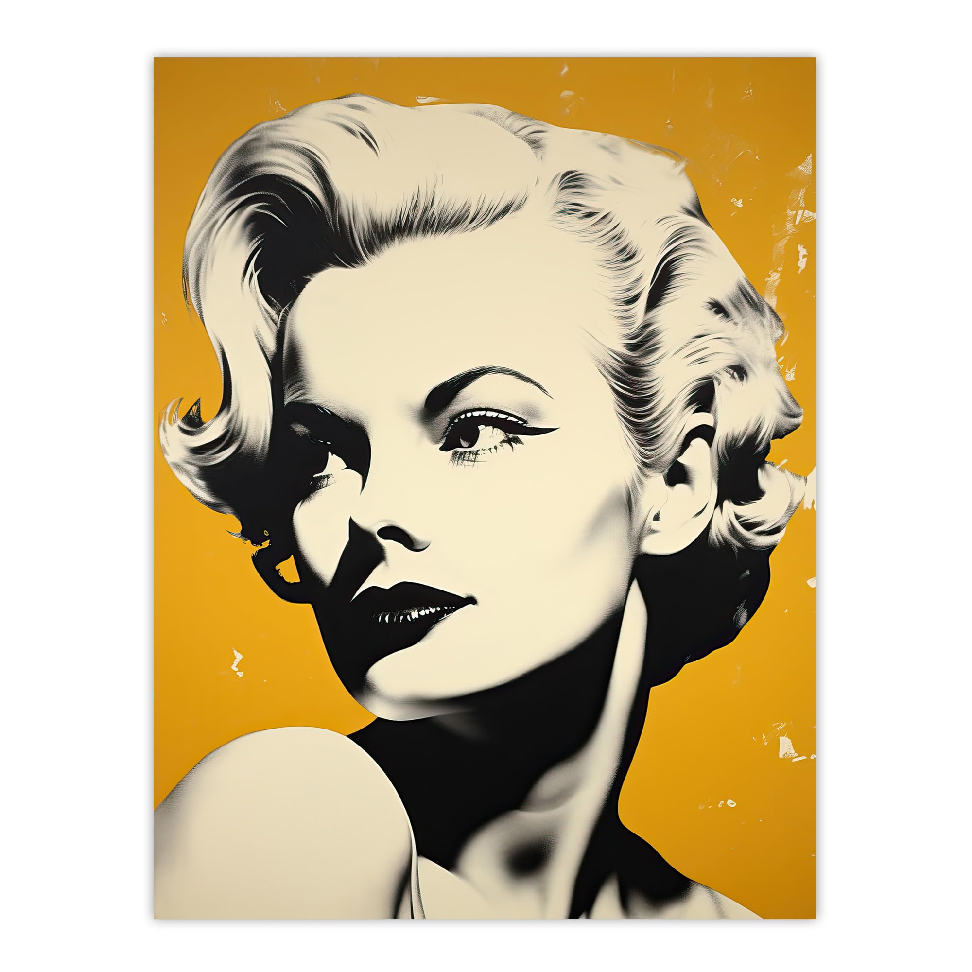 Blonde On Mustard Stylish Modern Black White Photo Woman Wall Art Poster Print