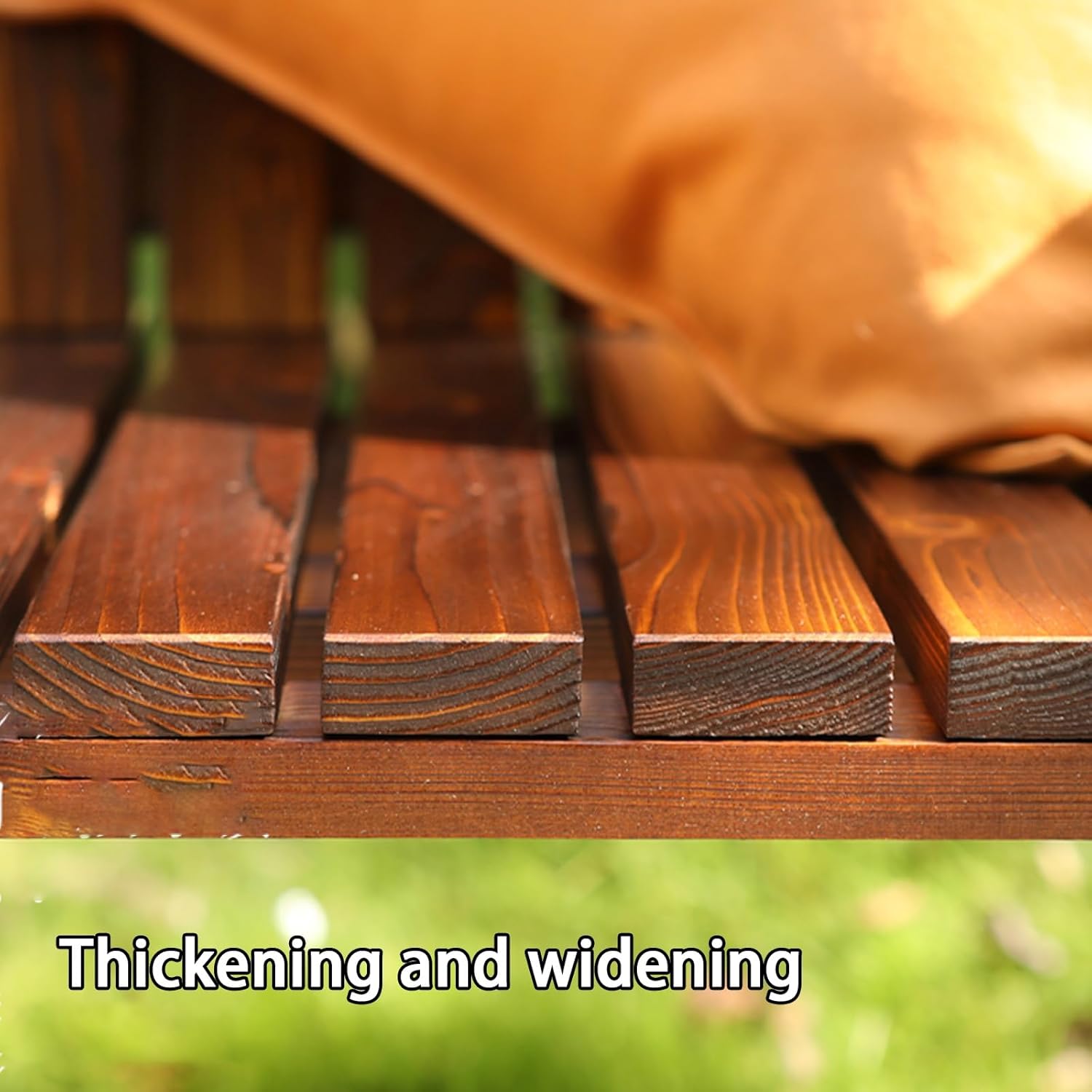 Wooden 2-Seater Garden Bench, Outdoor Garden Bench, Furniture Seating with Curved Backrest and Armrests, 3-Person Bench Seat for Backyard(Natural)