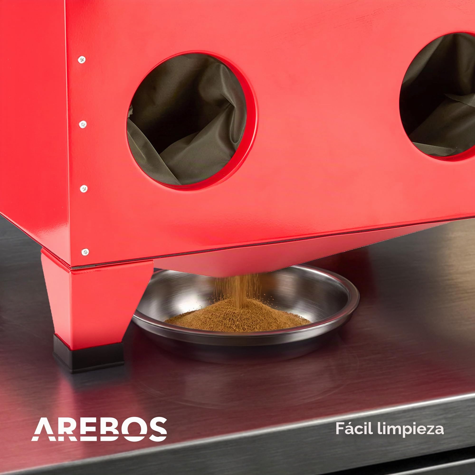 Arebos Cabina chorreadora de arena | Gabinete de arenado | Máquina de soplado de arena | Pistolas de chorro de arena | Rojo | 90L | Acero | 125 PSI