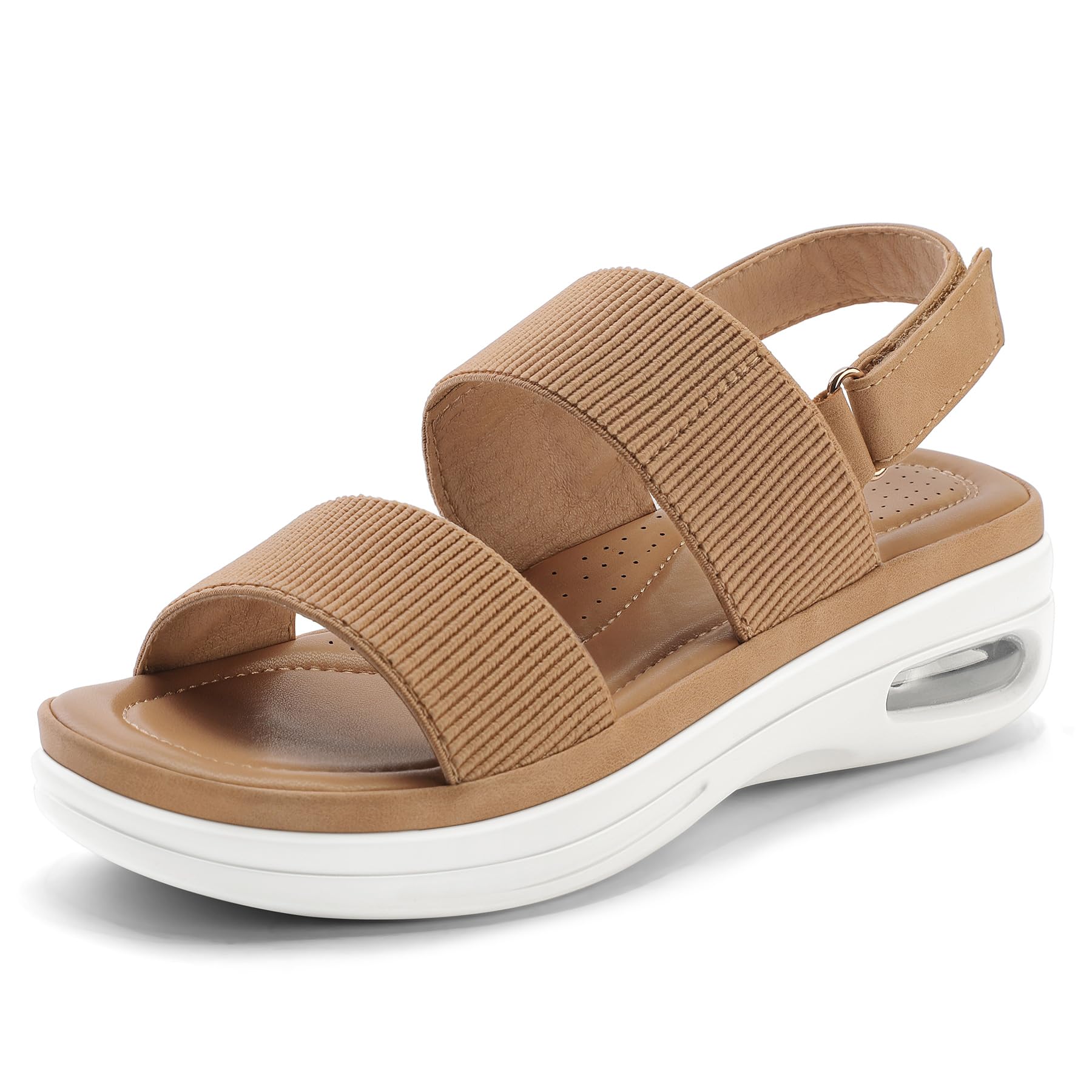 mysoft Women's Walking Sandals Comfortable Air Cushion Platform Elastic Ankle Strap Open Toe Ourdoor Summer Shoes