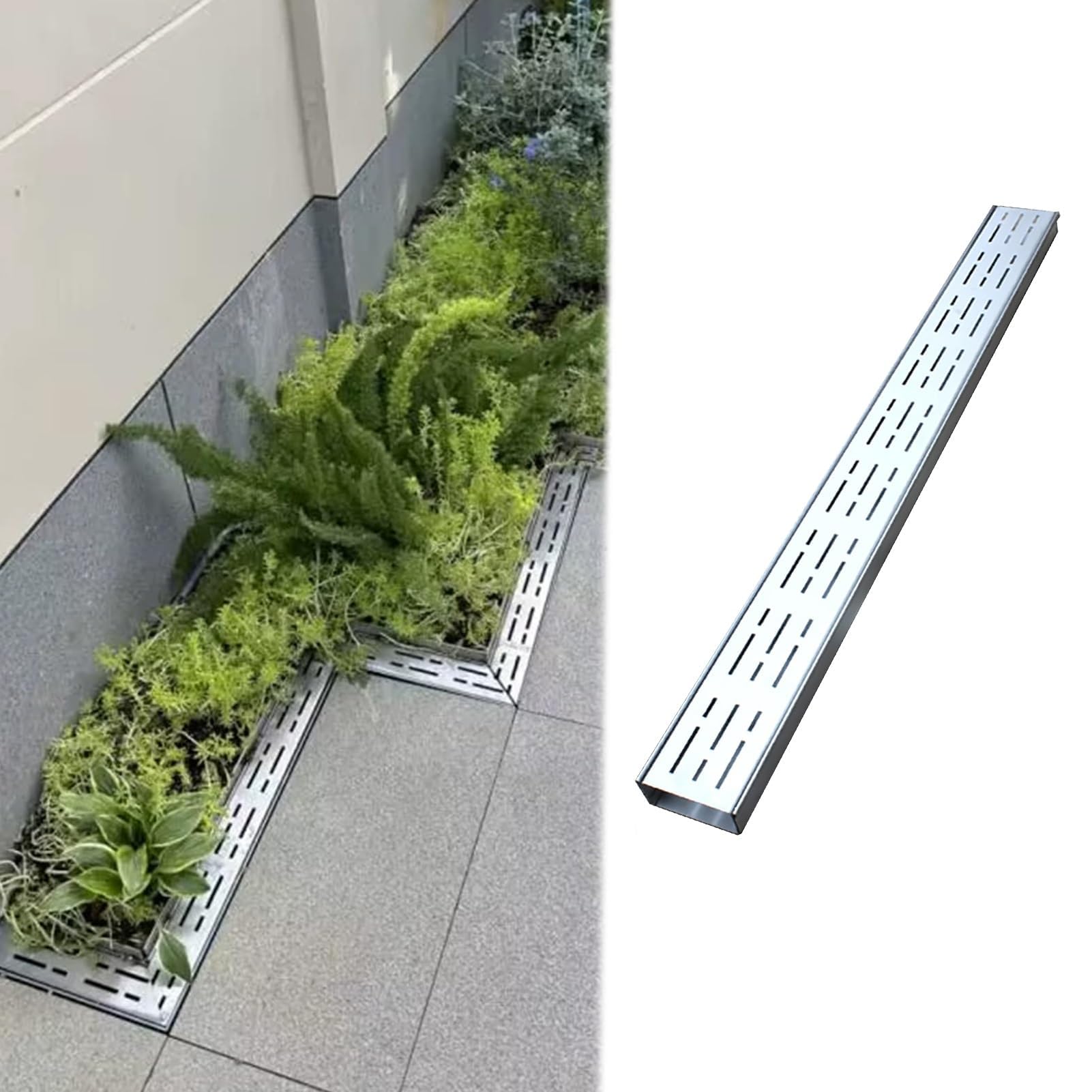 GJZQDKX Stainless Steel Drain Grate Cover, Linear Rain Gutter Strainer, Groove Drainage System for Water Accumulation Reduction, Courtyard Drainage