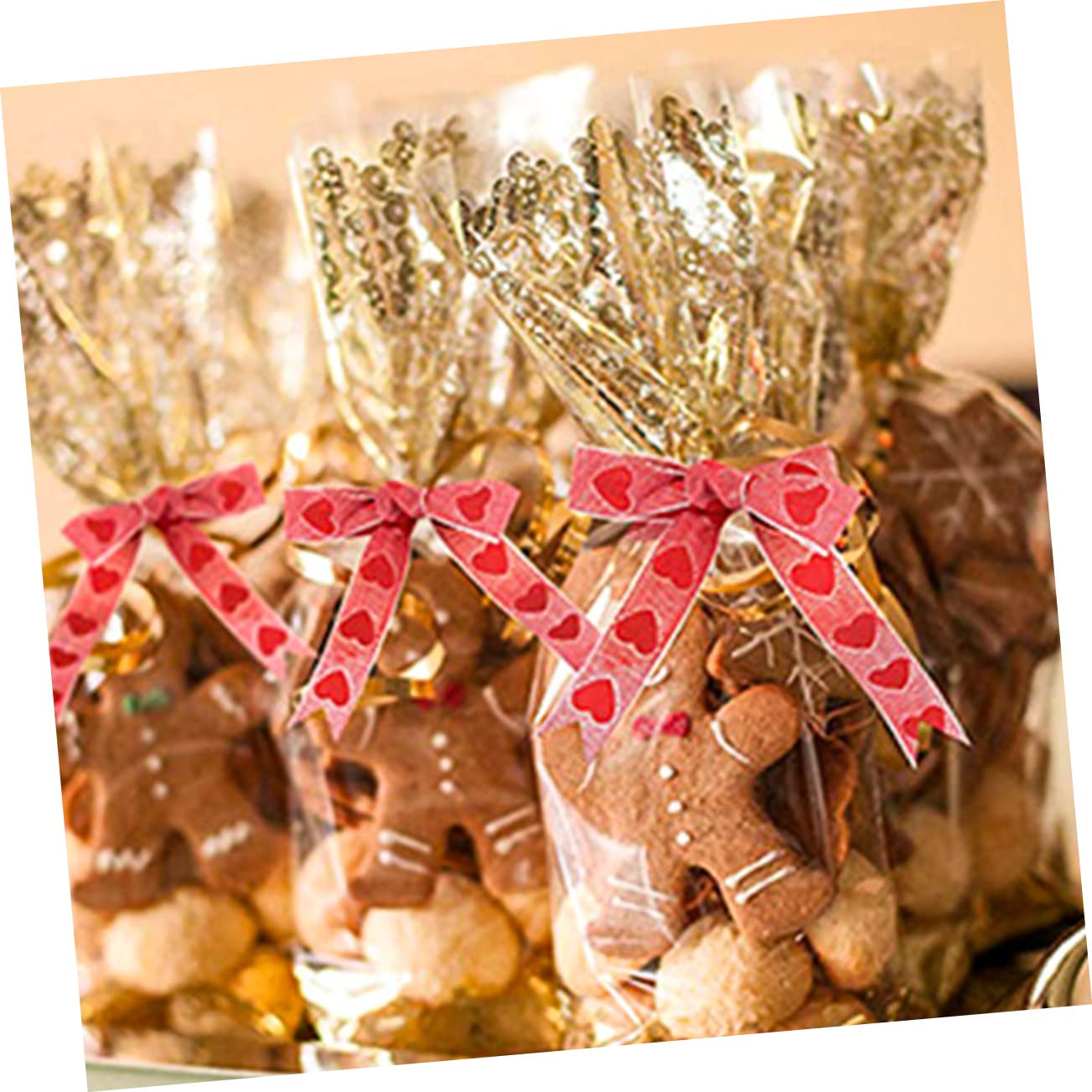 Lurrose 3 Sätze Valentinstag Banddekor Strasssteine Hochzeitsband Valentinsgrüße Gold Sackleinen Herz Schleife Liebe Valentinstag Bänder Verpackungsband Aufkleber Polyester 3 Rollen * 3