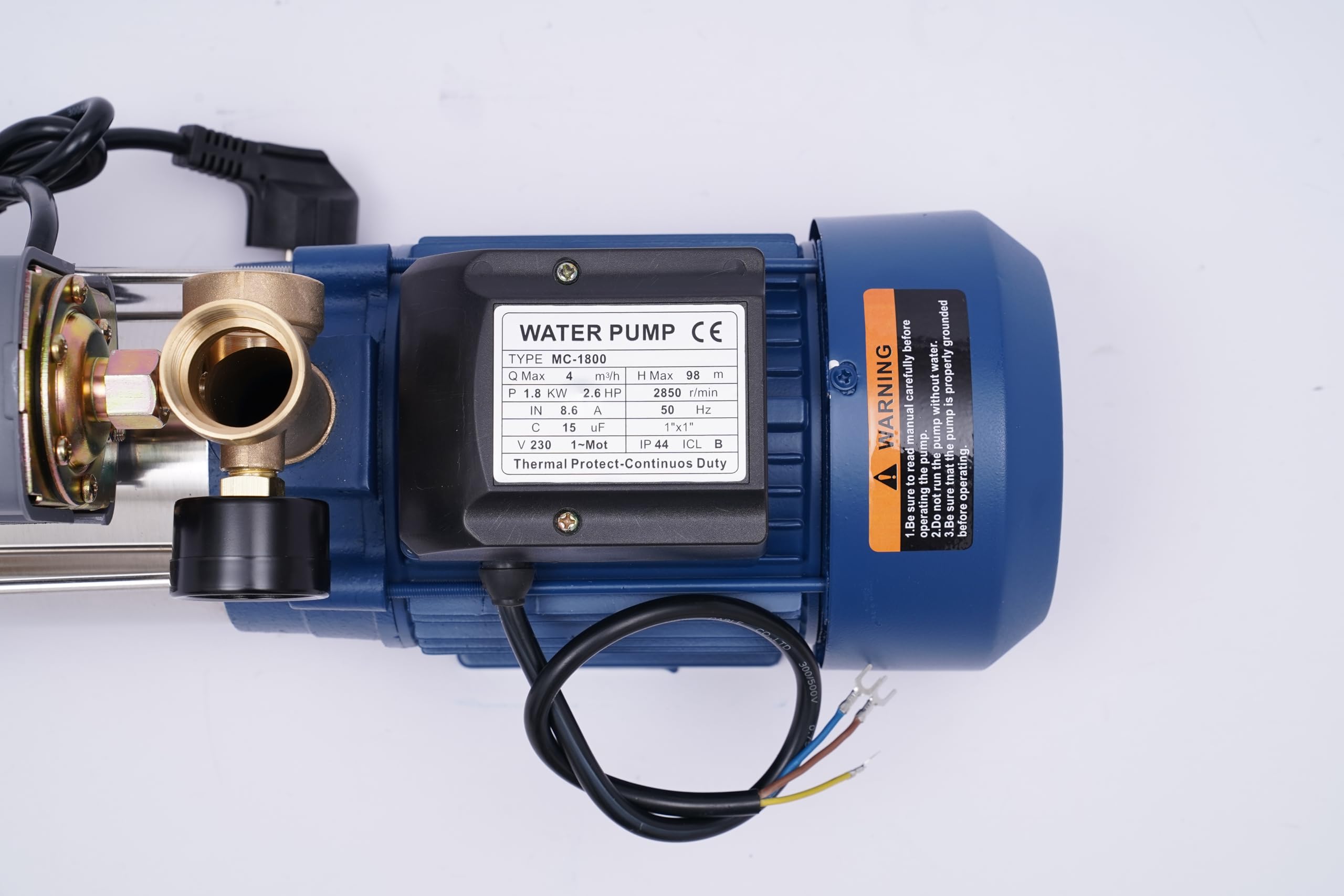 Pompe de jardin 220 V 1800 W - Interrupteur à pression mécanique - Raccordement possible - Arrosage de jardin pour l'agriculture, les pompes ménagères, l'arrosage du jardin
