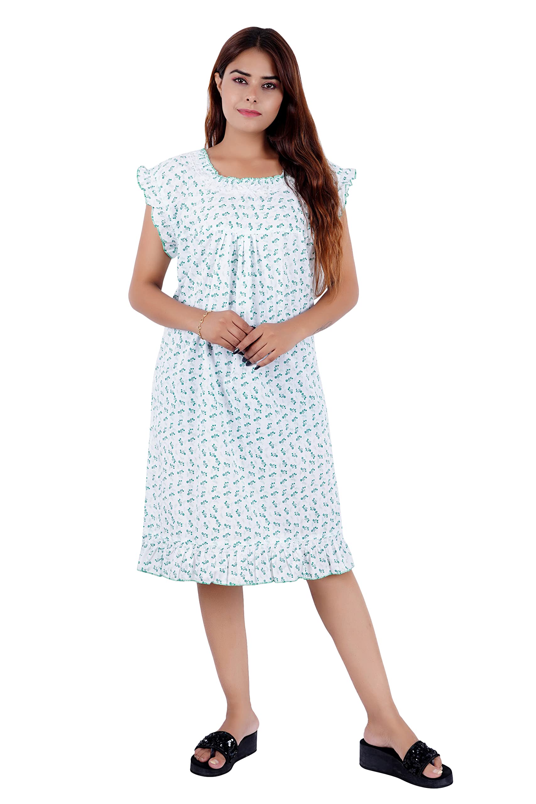 Ladies Cotton Midi Short Nighty-picture-44