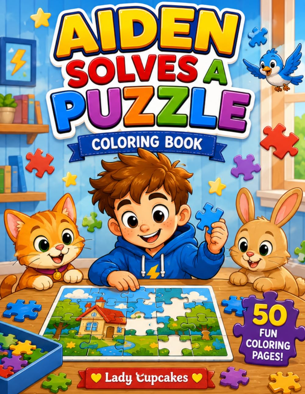 Aiden Solves a Puzzle:: A Fun Coloring Adventure with Clues, Shapes, and Mazes