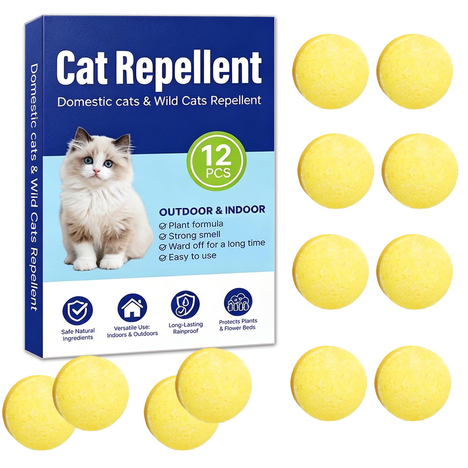 Repelling Cats is Naturally Animal Friendly, 12 PCS Cat Repellent for Garden, Cat Deterrent, Natural Cat Deterrent, for Outdoor Garden Yard Indoor Furniture Protection