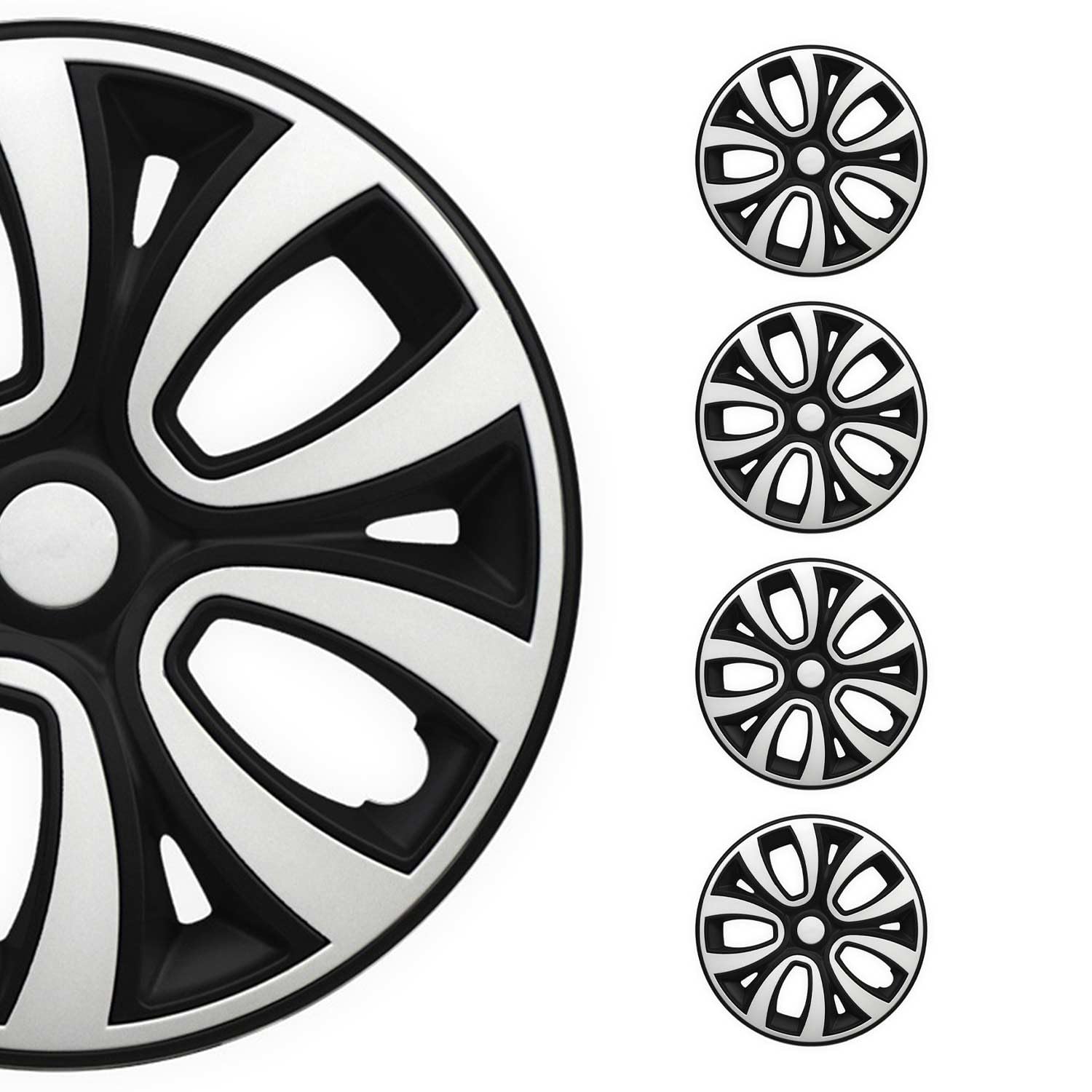 OMAC Lot de 4 enjoliveurs 16" 241 Blanc/noir
