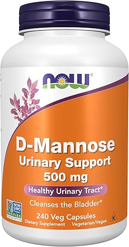 NOW Supplements, D-manosa 500 mg, proyecto verificado sin OMG, tracto urinario saludable*, 240 cápsulas vegetales