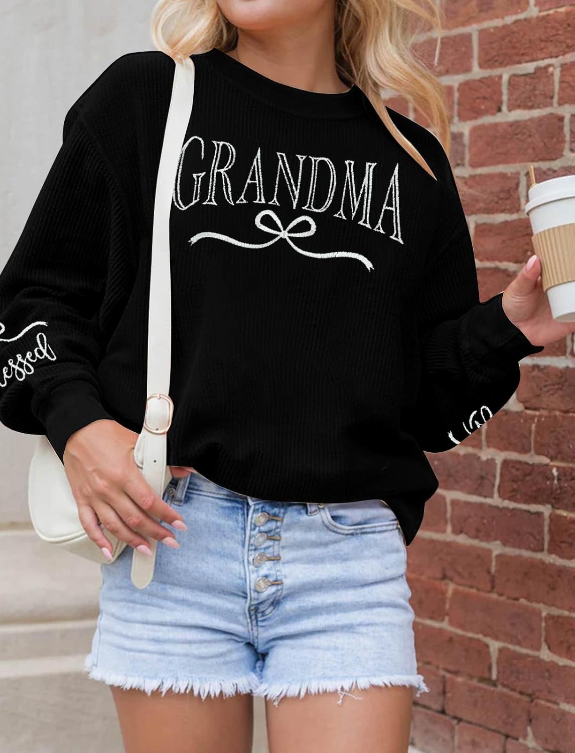 UNIQUEONE Women Grandma Sweatshirts Colorful Grandma Letter Print Embroidered Crewneck Long Sleeve Pullover Tops - Image 2