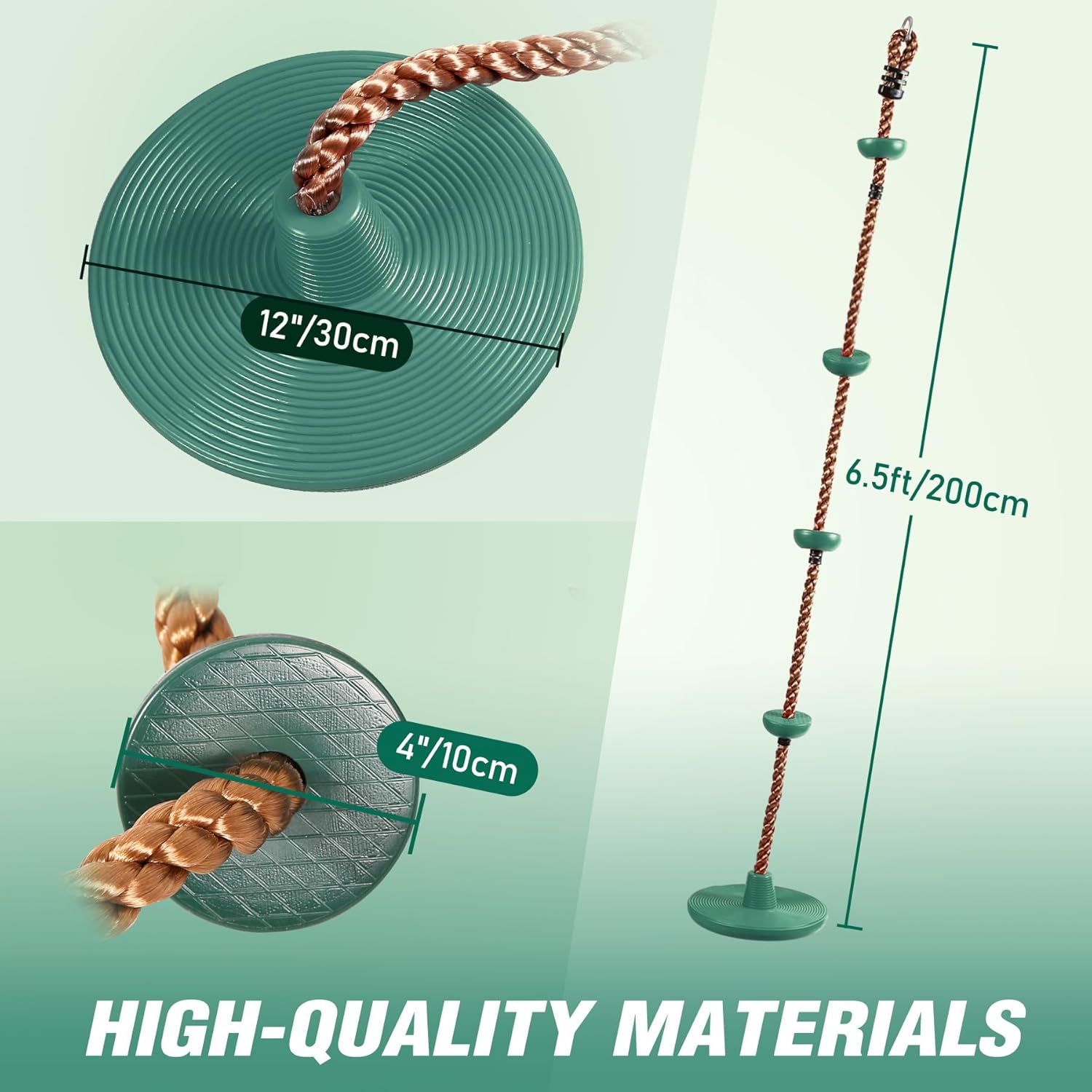 REDCAMP Climbing Rope Swings for Trees, Heavy Duty Plastic Disc Swing Seat for Kids and Adults with Hanging Strap and Snap Hooks