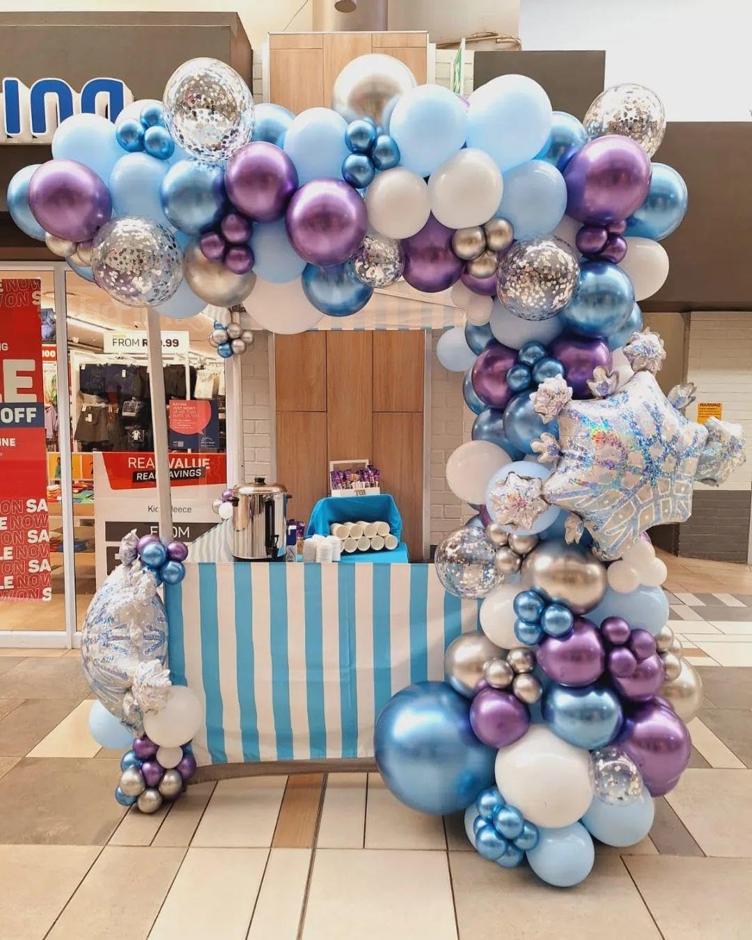 Frozen Balloon Arch Garland Kit, 164Pcs Winter Wonderland Balloon Arch Kit Blue Purple Clear Snowflake Balloons for Winter Wonderland Theme Baby Shower Snow Girl Princess Birthday Decorations - Image 5