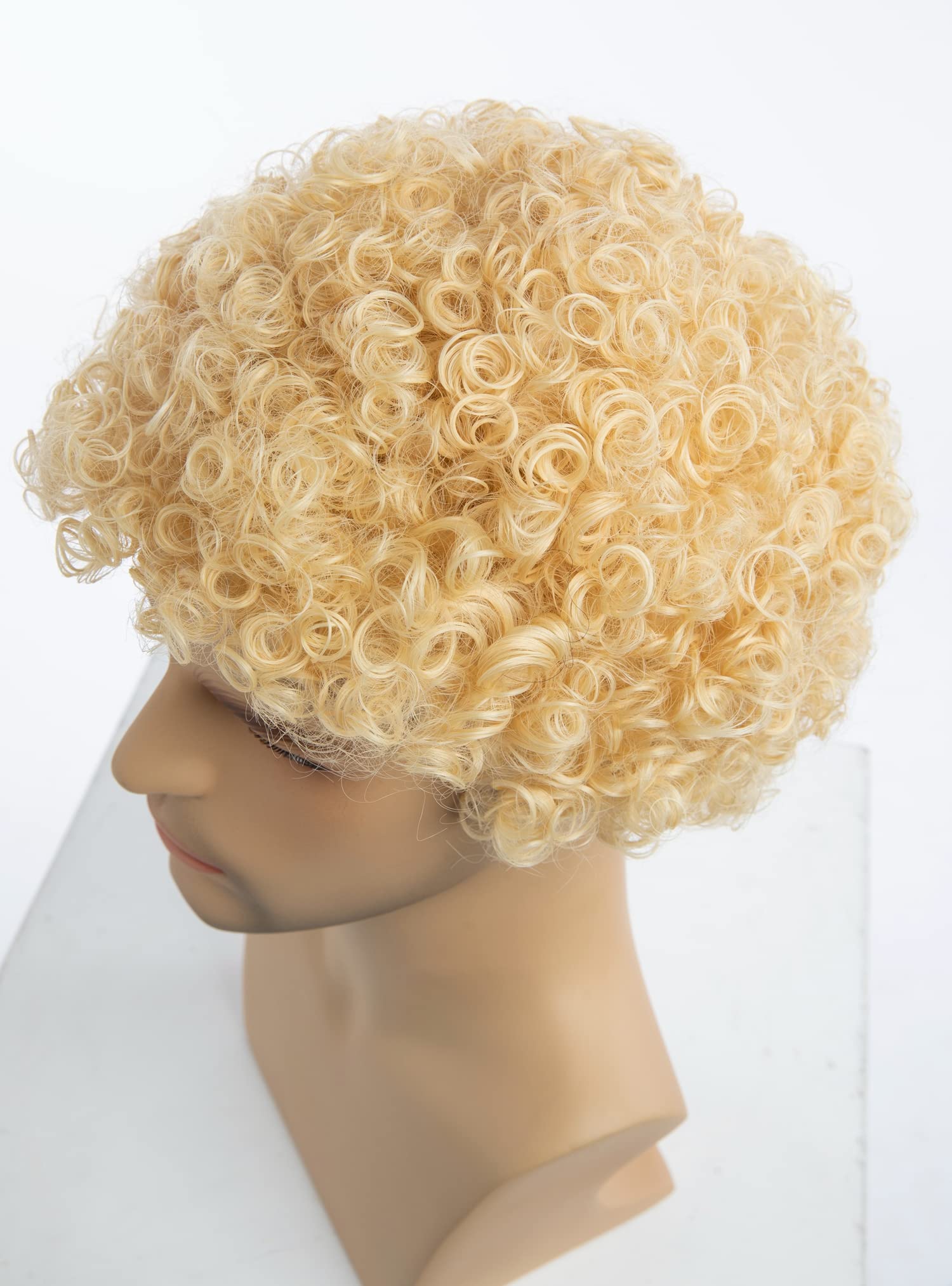 NEW ! Women &Men Short Hair 10x8 Curly Wig Dark Blonde Short Curly Human Hair Wig 8 Inch - Etsy main image 2