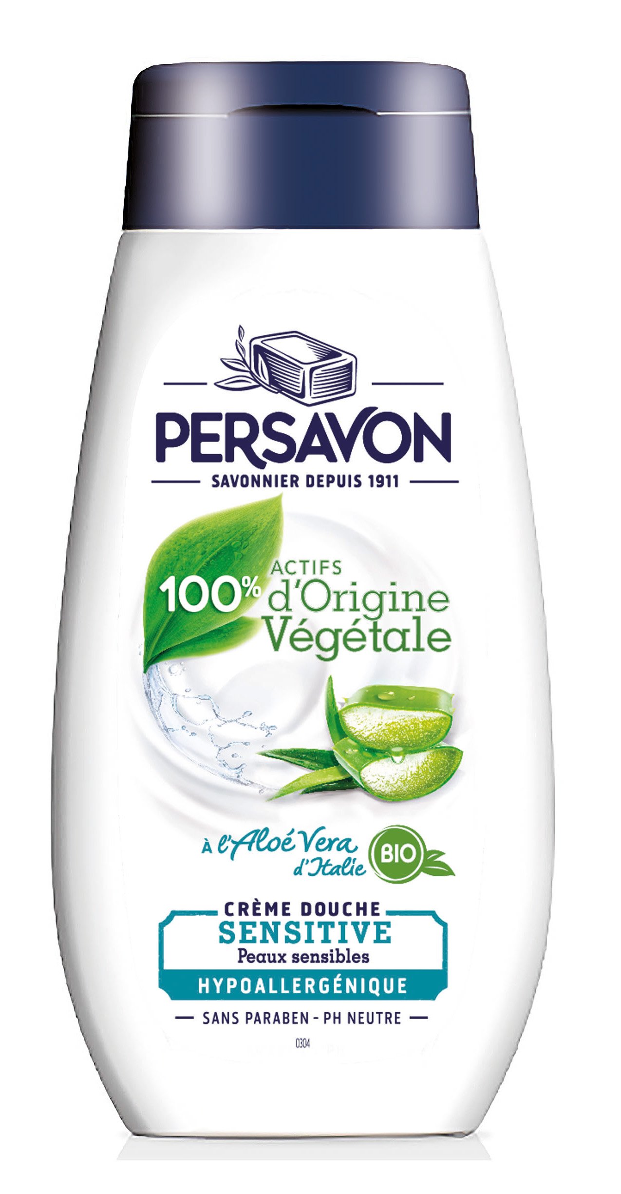 PERSAVON Crème Douche Sensitive Aloé Vera d'Italie Bio 250 ml - Lot de 4