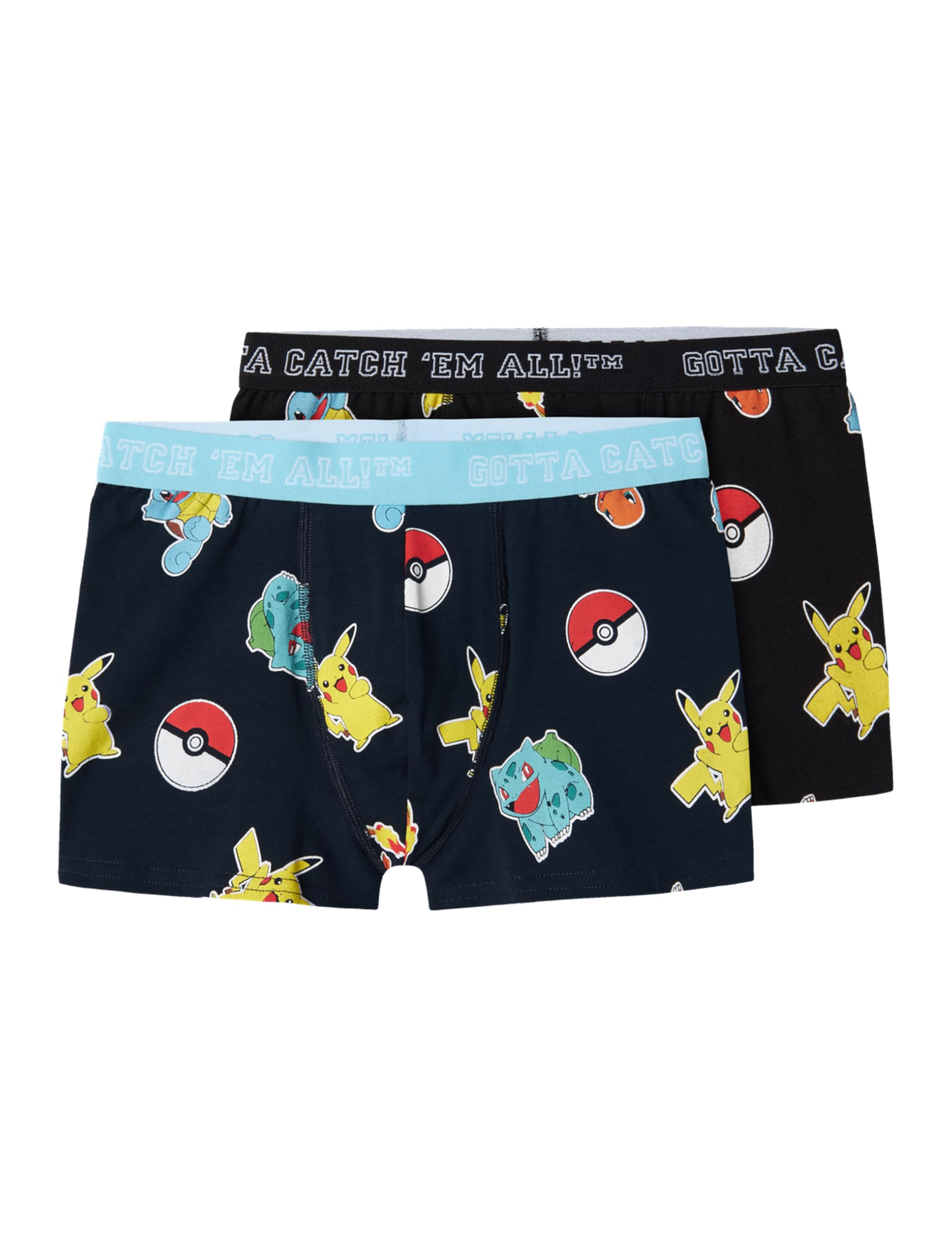 NAME IT Nkmasgar Pokemon 2P Boxer Noos Sky, Black/Pack:2p Dark Sapphire+ Black, 122/128 cm
