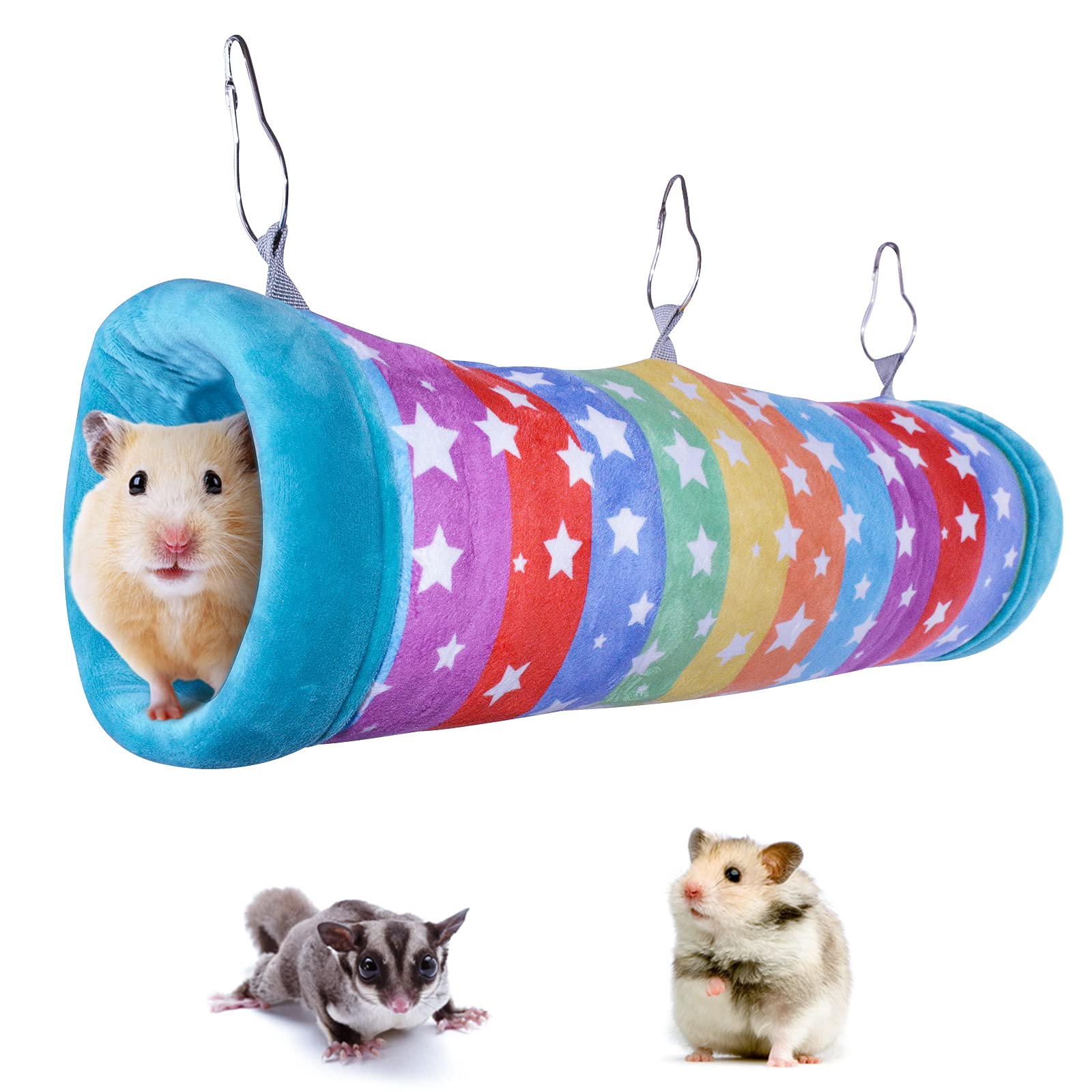 Guinea Pig Hanging Tunnel-HOMEYA Guinea Pig Hideout,2-in-1 Function of Small Animal Hammock&Cozy Bed Nest,Hanging Toys and Cage Accessories for Ferret Rat Hamster Squirrel Chinchilla Sugar Glider