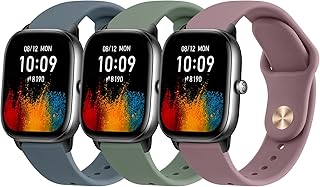 Vanjua Bands Compatible with Amazfit GTS 4 / GTS 4 Mini / GTS 3 / GTS 2 / GTS 2e / GTS 2 mini / GTS, 3 PACK 20mm Quick Release Soft Silicone Sport Replacement Watch Strap for Amazfit Bip 3 / Bip 3 Pro / Bip U Pro / Bip / Bip Lite / Bip S / Bip S lite / Bip U Smart Watch Women Men