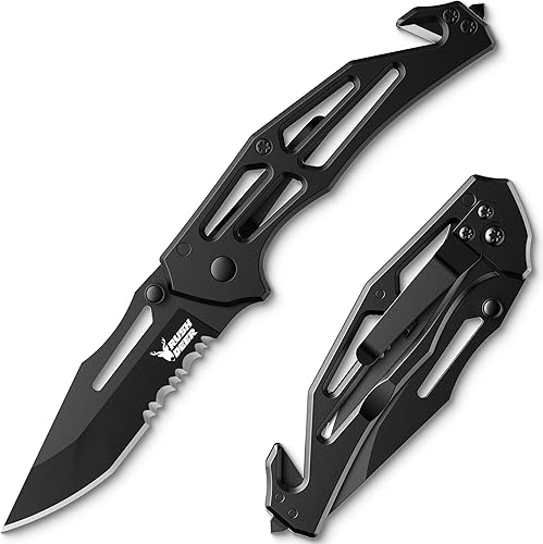 Rush Deer Cuchillo de bolsillo, cuchillo plegable con clip, cuchillo EDC para senderismo, camping, pesca, trabajo al aire libre (mini cuchillo de