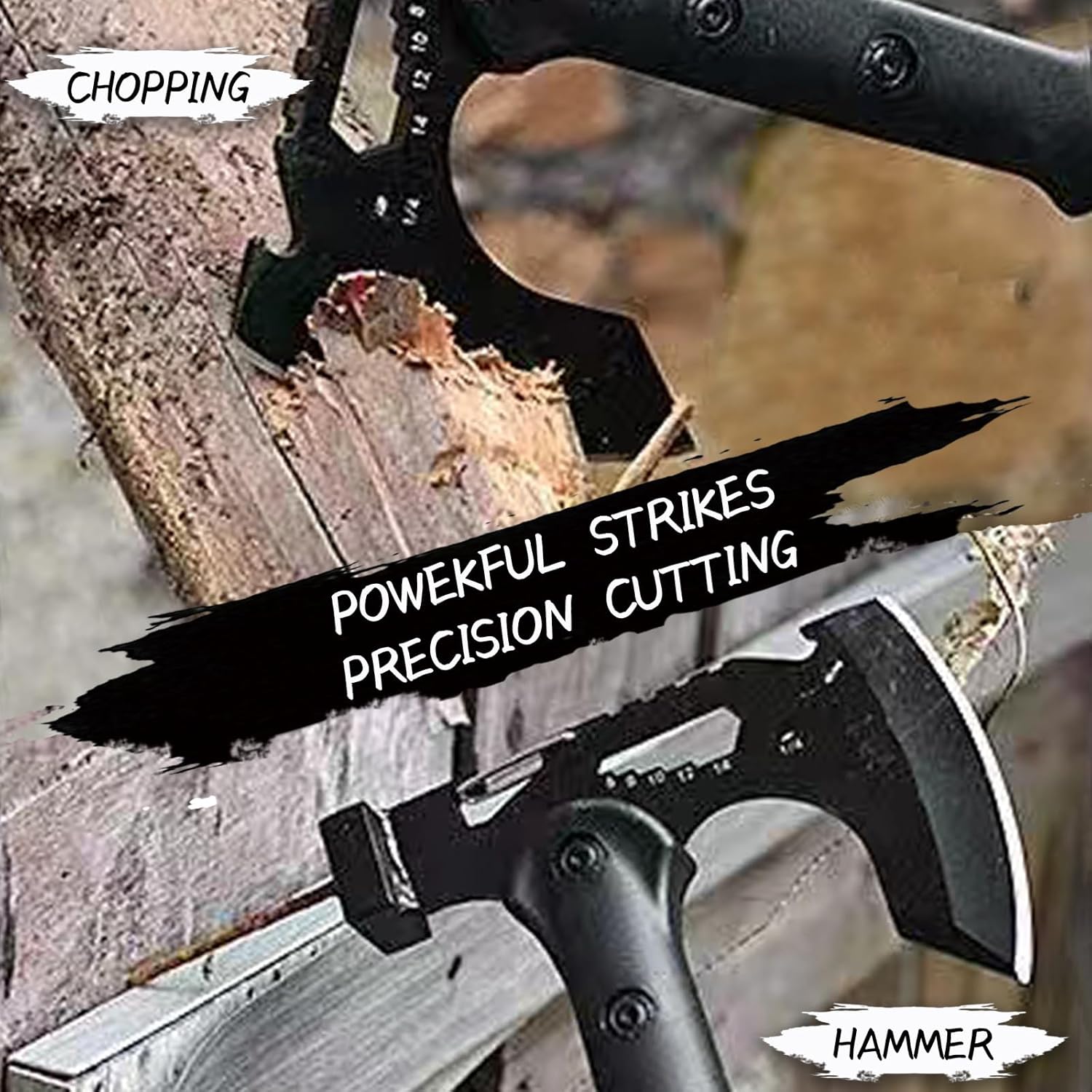 Tactical Hatchet,Black Stainless Steel Camping Hatchet Axe with Nylon Sheath,Black Tomahawk with Bottle Opener,Hex Wrenches,Tactical Tomahawk Axe Hammer for Outdoor Splitting Wood,Hunting Survival