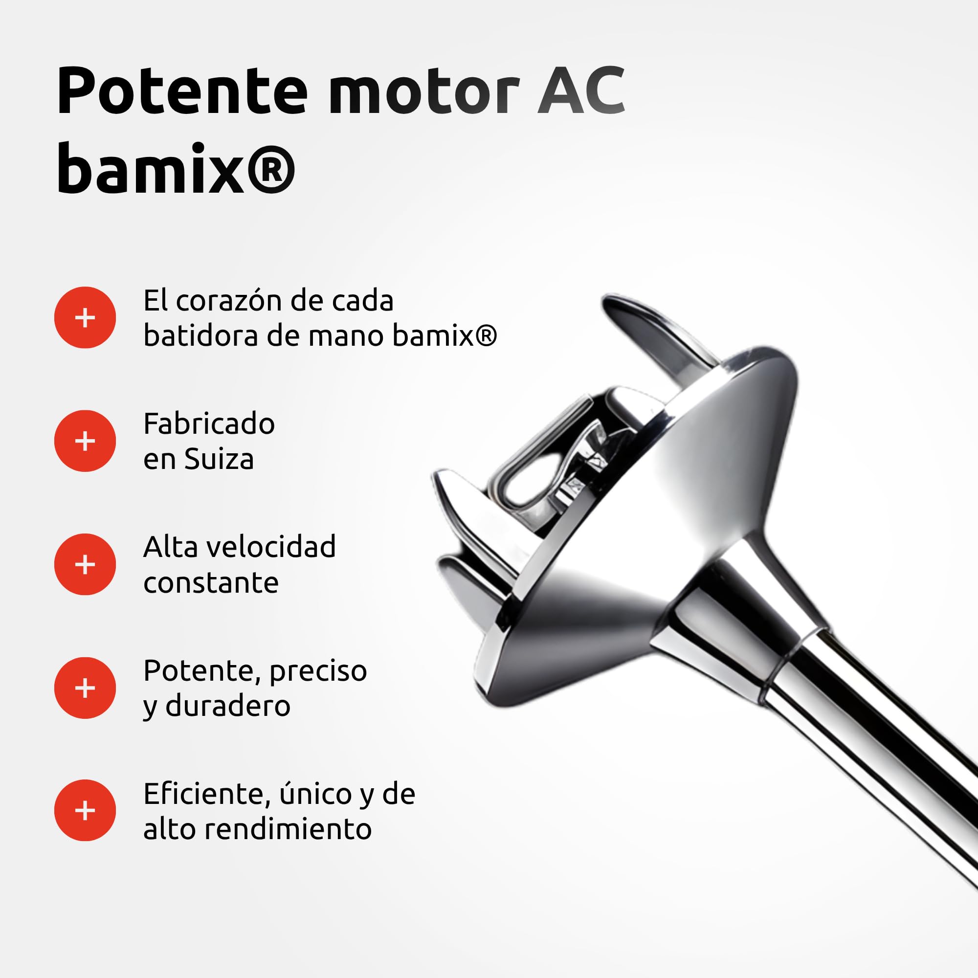 Set de batidora de mano bamix M350 MAXX con cuchillas multifunción, carne y verduras, batidor y disco para montar de acero inoxidable, 300W, 2 velocidades, fabricado en Suiza, rojo/cromo