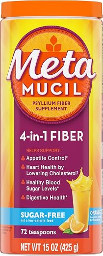 Metamucil, Sugar-Free Orange Smooth Powder, 72 Doses,15oz.