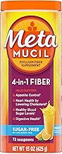 Metamucil 4-in-1 Psyllium Husk Fiber Supplement, Sugar-Free, 72 teaspoons, Orange Flavored, Daily Fiber Powder for Digestive Health, made with Plant-Based Psyllium Husk Fiber