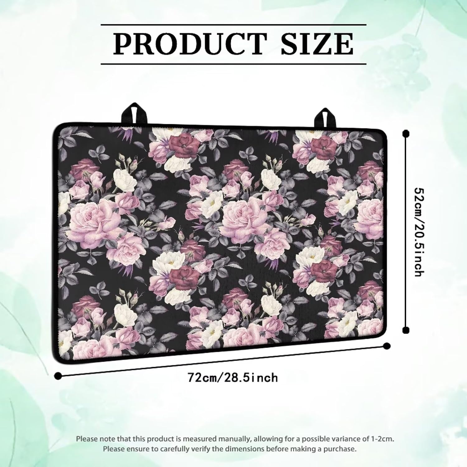Vintage Floral Stove Top Covers for Electric Stove Watercolor Pink Rose Peony Flower Blossom Black Glass Top Gas Stove Pad Heat Resistant Range Cooktop Mat for Kitchen 28"x20"