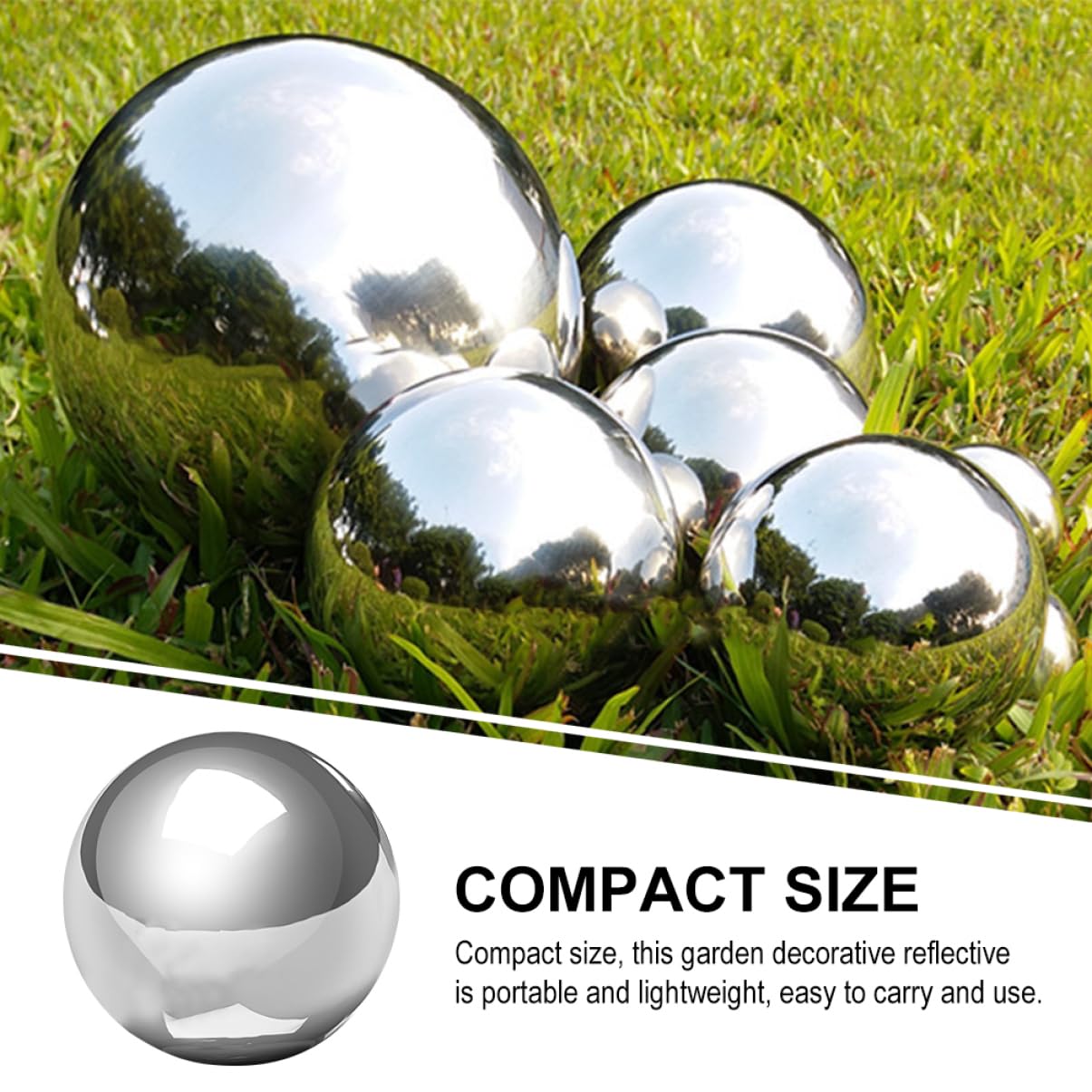 Abaodam Palla da Giardino Riflettente Lucidata in Acciaio Inox Argento