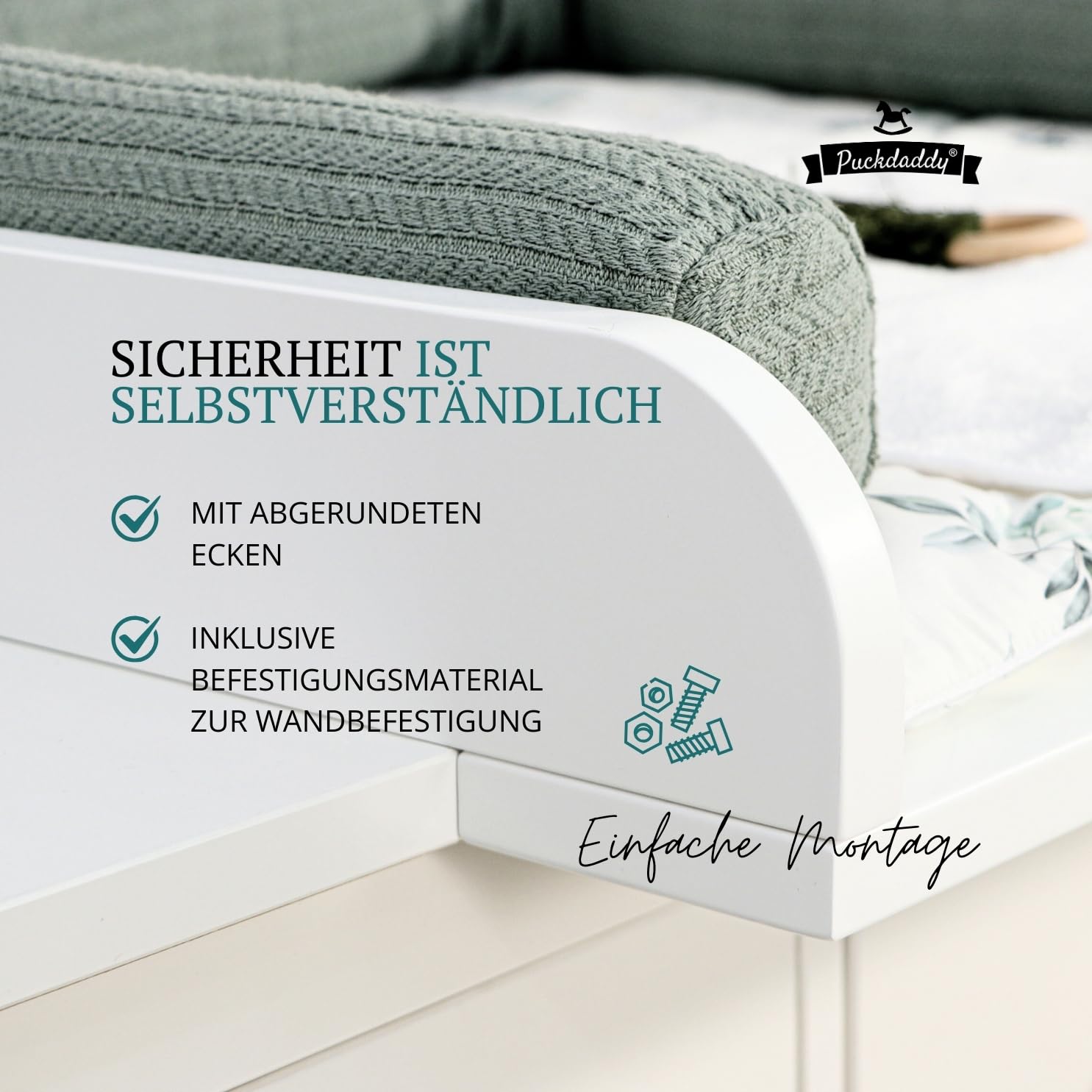 Puckdaddy® Moritz | Wickelaufsatz für IKEA Malm Kommode u.Ä. | weiß | 80x78x10 cm | Wickelauflage aus MDF-Holz | hochwertiger Premium Aufsatz als Wickelkommode | inkl. Montagematerial zur Wandmontage