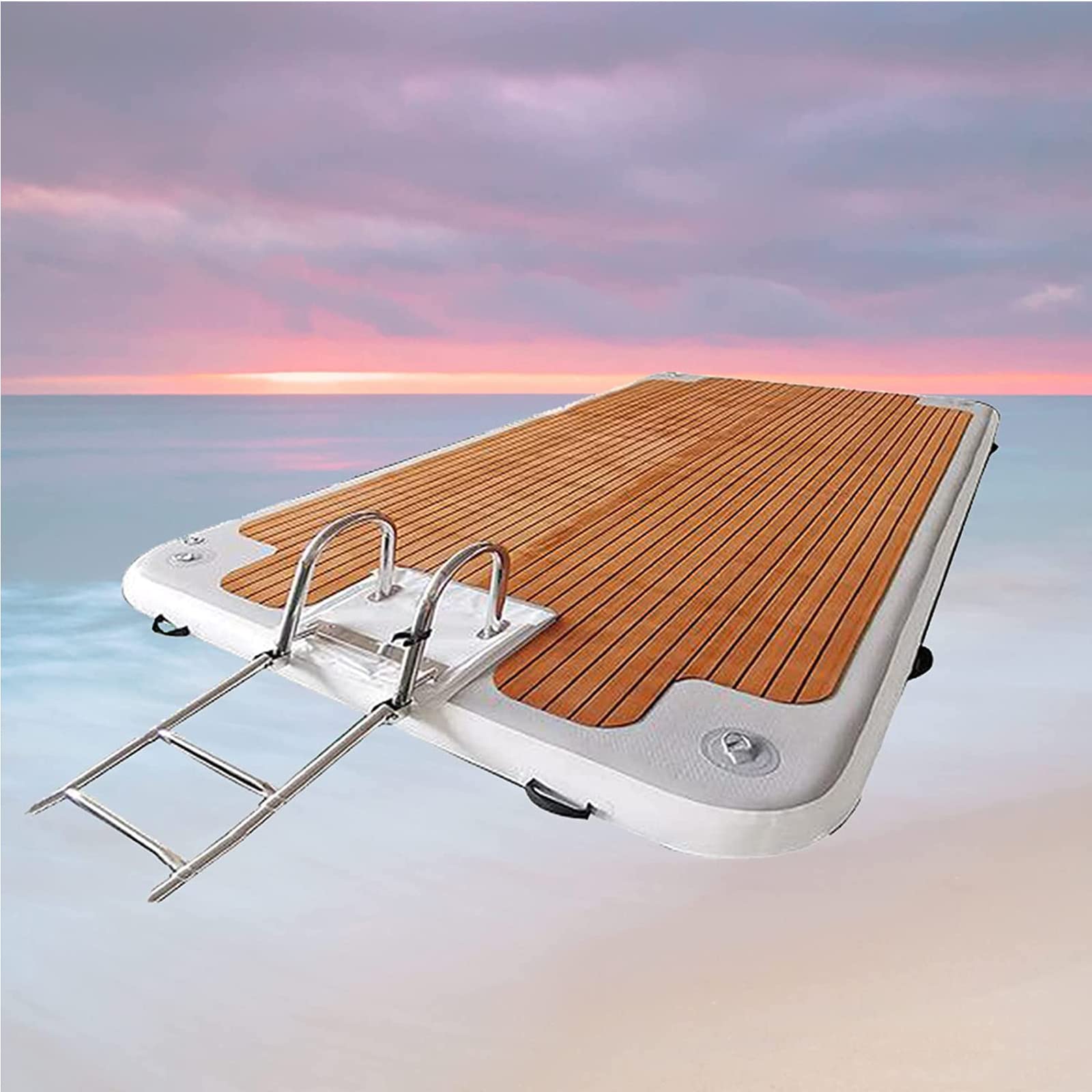 Pontile Galleggiante Gonfiabile sull'Acqua, Tappetino Galleggiante per Ponte Gonfiabile, Zattera per Isola Galleggiante con Superficie Antiscivolo, Piattaforma per Pesca in Mare, 2 * 2,5 M