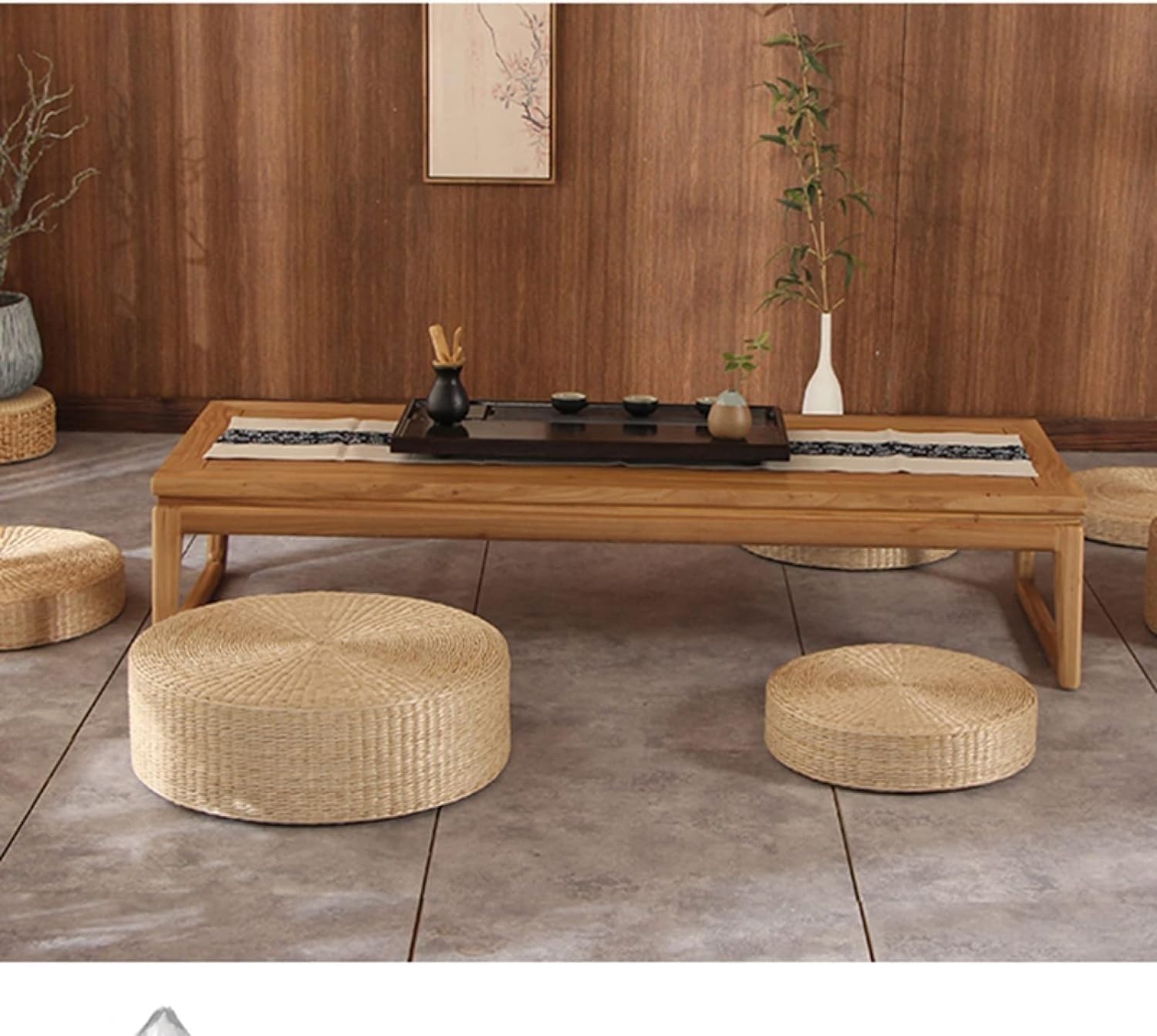 ThriVing 座面クッション おしゃれ天然草マット 蒲草座布団 丸型 の畳用座布団 素朴 和室用 手作り 寝室 変形しにくい ( 瞑想マット  座布団 天然草マット 蒲草 爽やか 座り心地よい 自然素材 編んだざぶと い草座布団 丸型ざぶとん 畳のクッション 通気性抜群 素朴 ... ThriVing 座面クッション おしゃれ天然草マット 蒲草座布団 丸型 の畳用座布団 素朴 和室用 手作り 寝室 変形しにくい (