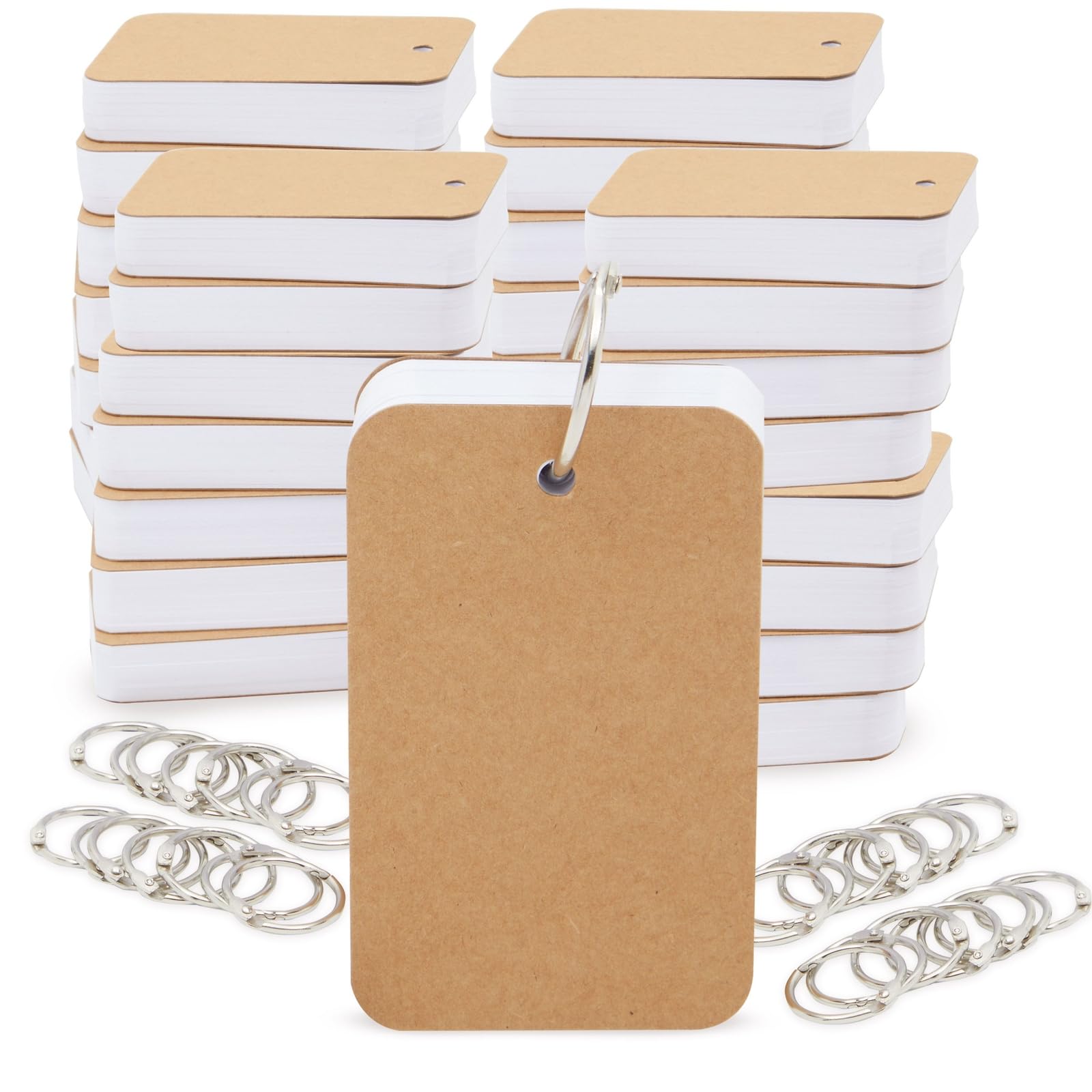 Lot de 32 cartes flash vierges avec anneaux pour étudier avec 50 feuilles chacune, 250 g/m² (5,6 x 8,9 cm)