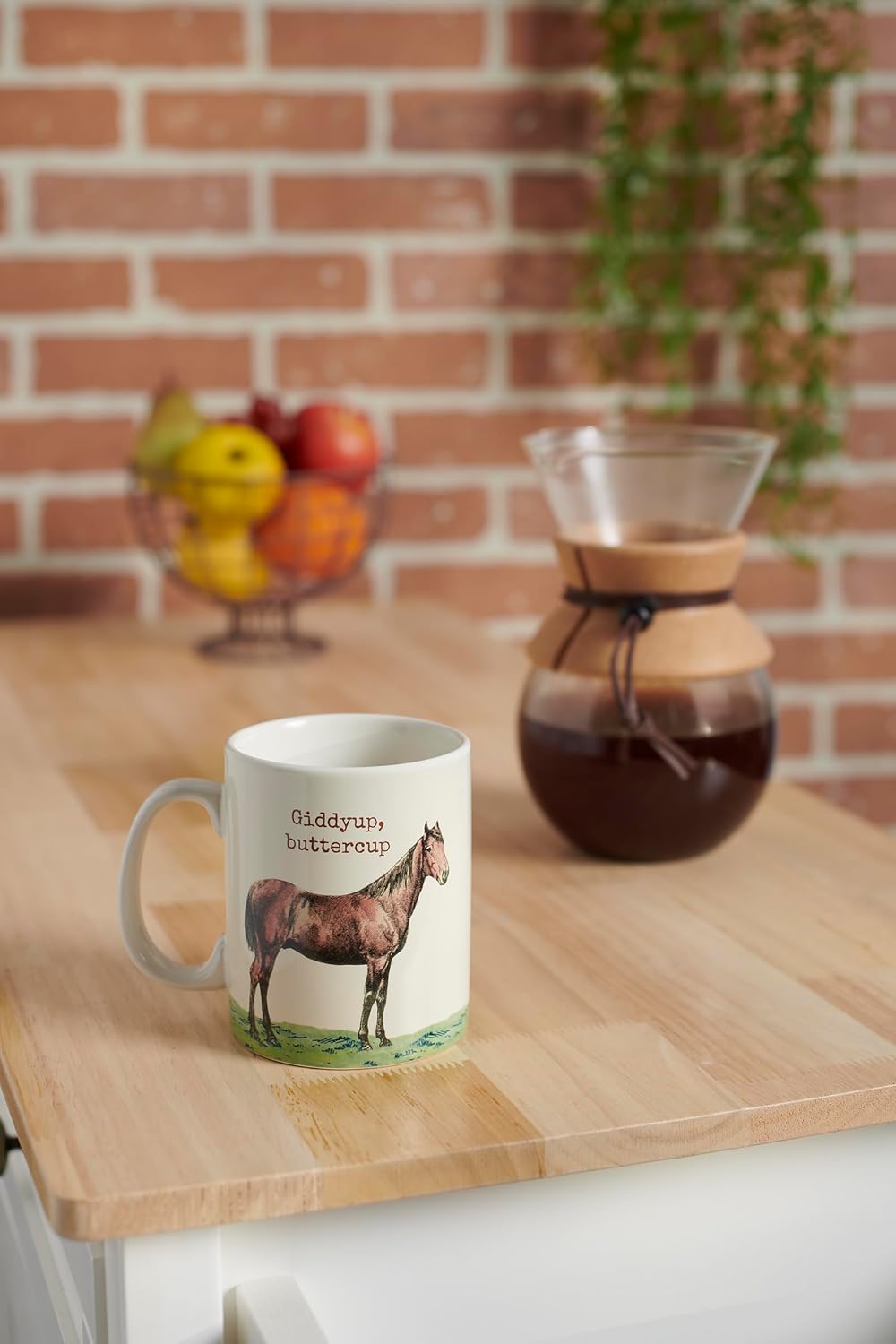 Primitives by Kathy Stoneware Coffee Mug, 18oz, Double Sided Design Giddyup Buttercup, Farm Puns Collection | Farmhouse and Homestead Kitchen Decor