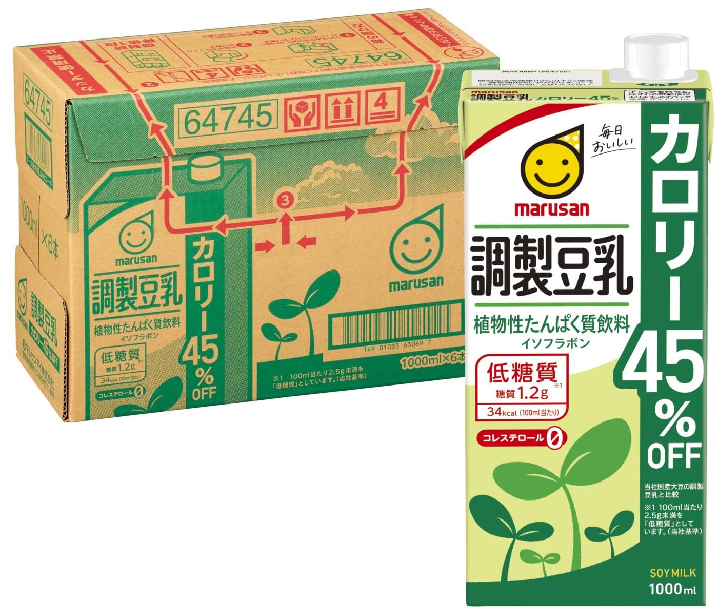 マルサン 調製豆乳 カロリー45%オフ 1L×6本